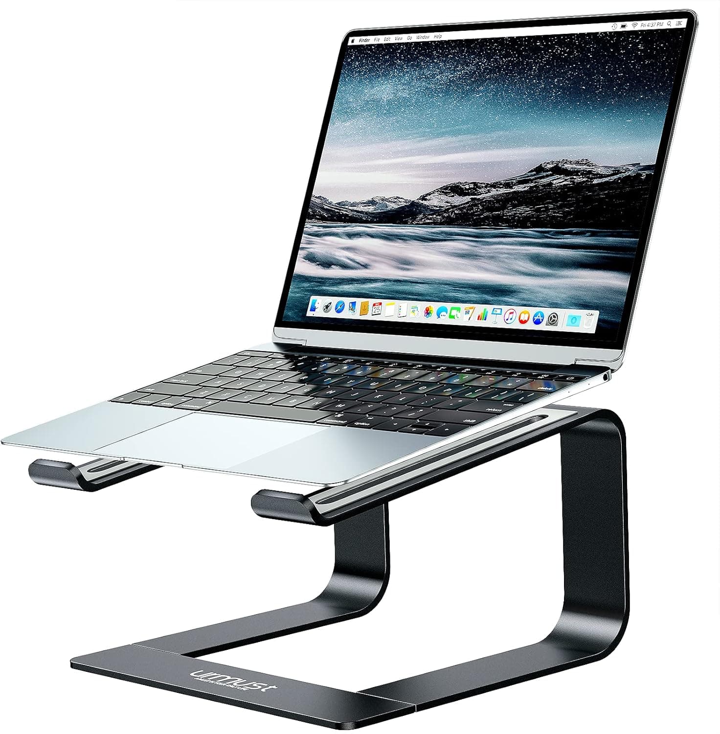 Urmust Laptop Stand for Desk Aluminum Computer Stand for Laptop Riser Holder Notebook Stand Compatible with MacBook Air Pro, Dell, HP, Lenovo Samsung, Alienware All Laptops 11-15.6"(Black)