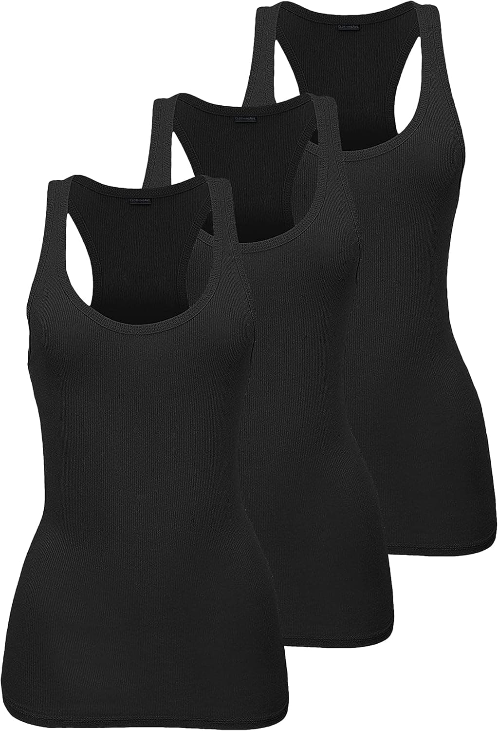 ClothingAve. Women Ribbed Racerback Stretchy Cotton Blend Tank Top in Singles, Value Packs S-3X