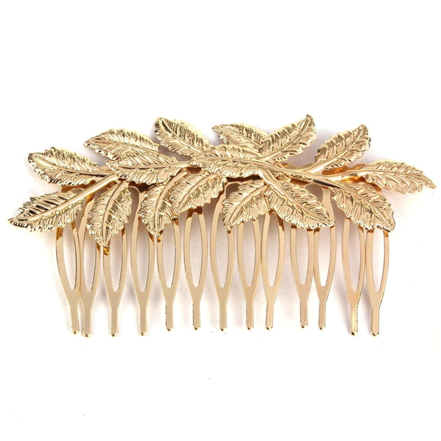 Sannysis Bling Punk Women Girls Golden Leaf Hair Comb Hair Clip