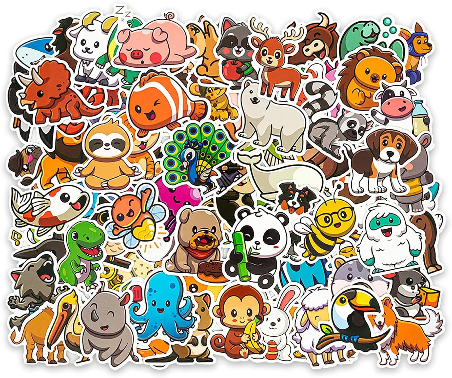 100 PCS Cute Little Animal Aesthetic Vinyl Waterproof Sticker Packs for Kids Teens Toddlers Room Decorations Adults Water Bottles Laptop Skateboard