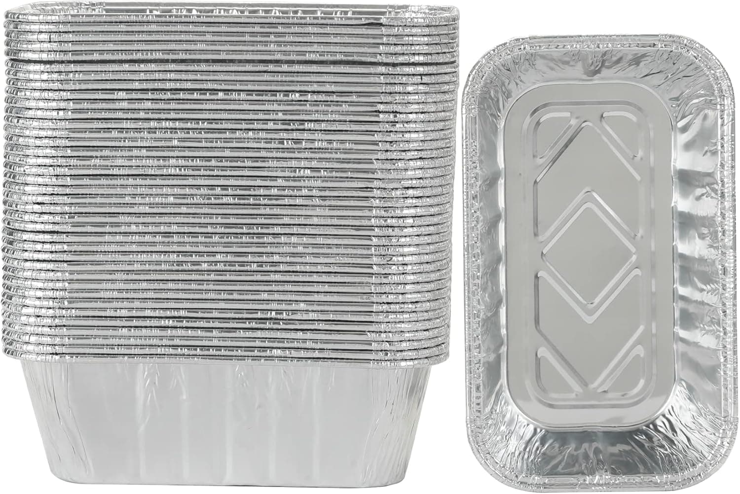 Waytiffer 30 Pack 1Lb mini Loaf Pans Heavy Duty Disposable Aluminum Foil Bread Tins Standard Size - 6" X 3.5" X 2.5" Oven Safe Sturdy Small Bread Tin Pans-1 Pound Loaf Pans Meatloaf
