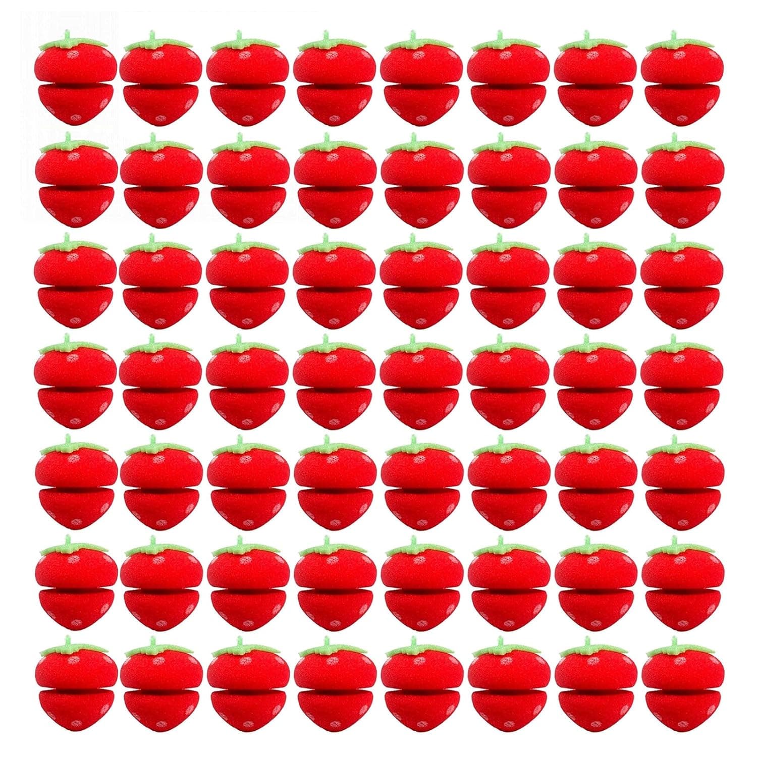 RMISODO 60 Pieces Soft Sponge Hair Curlers, Cute Strawberry Hair Rollers, No Heat Wave Hair Curls Balls, DIY Hair Curling Styling Tool for Women Girls Hairstyles