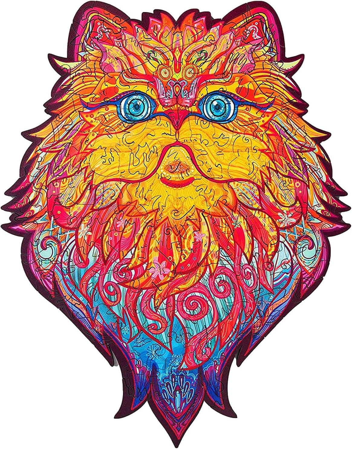 AAGOOD Wooden Puzzle for Adults, 101Pcs Unique Cat Puzzle Jigsaw Wooden Puzzles with Kitty Shapes Pieces, Charming Kitten Puzzle Wood Cut Puzzles for Adults, 5.9"×7.5", Small