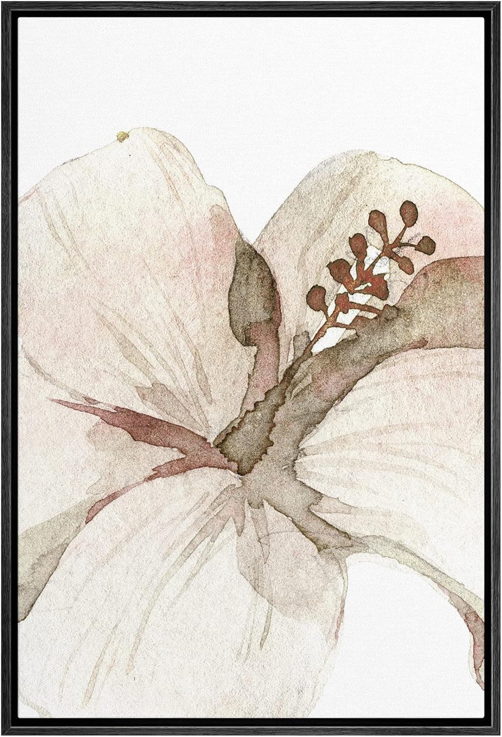 SIGNWIN Framed Canvas Print Wall Art Pastel Watercolor Tropical Lily Flower Nature Wilderness Illustrations Modern Chic Floral Botanical Scenic Zen for Living Room, Bedroom, Office - 16"x24" Black