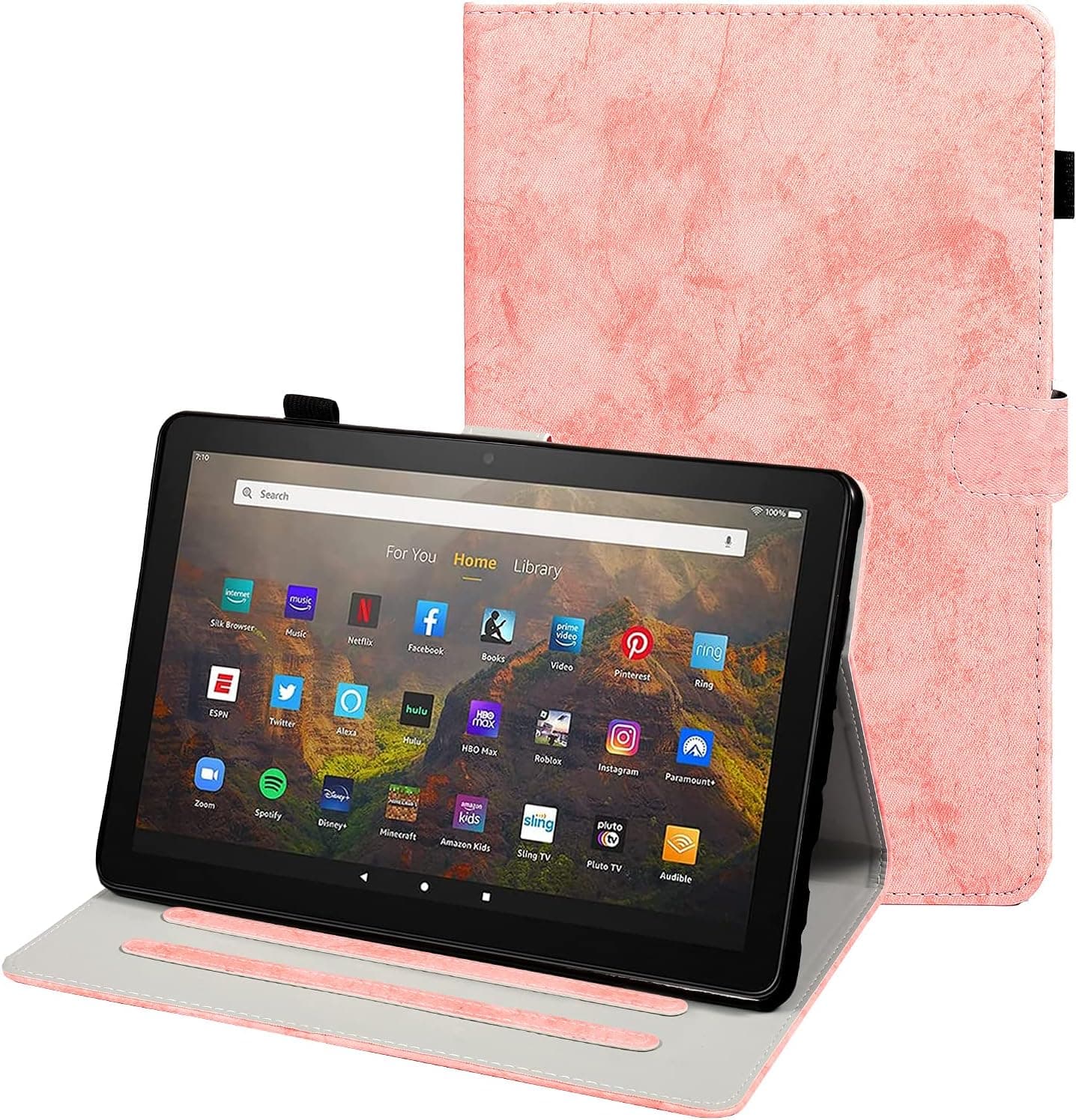 Case for All-New 10 Tablet Case & 10 Plus Case (Only Compatible with 11th Generation 2021 Release) - Auto Sleep/Wake Multi-Angle Stand Folio Cover with Pocket/Card Slots,Pink