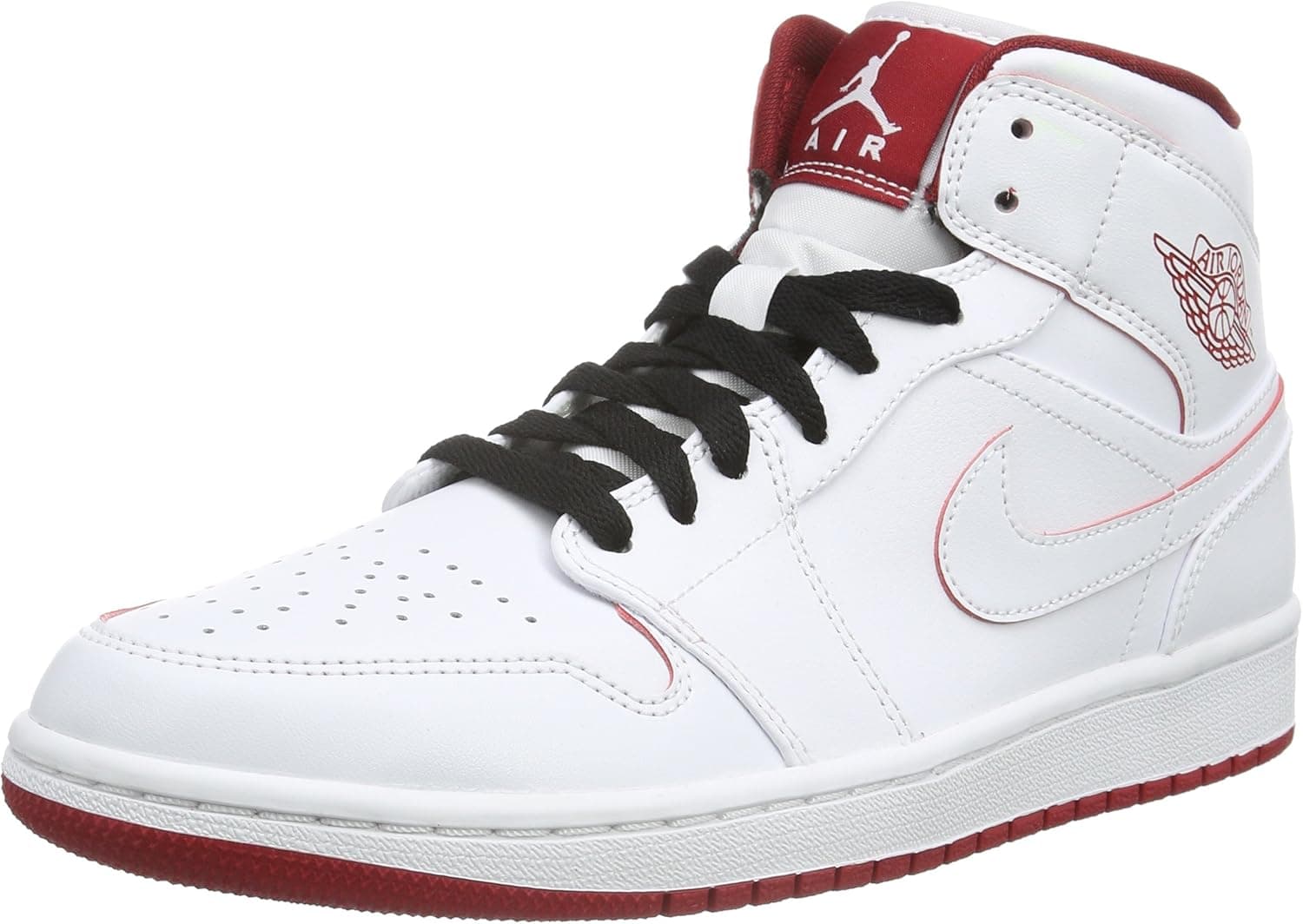 Nike Men's Air Jordan 1 Mid White/Black/Gym Red Basketball Shoe - 9.5 D(M) US
