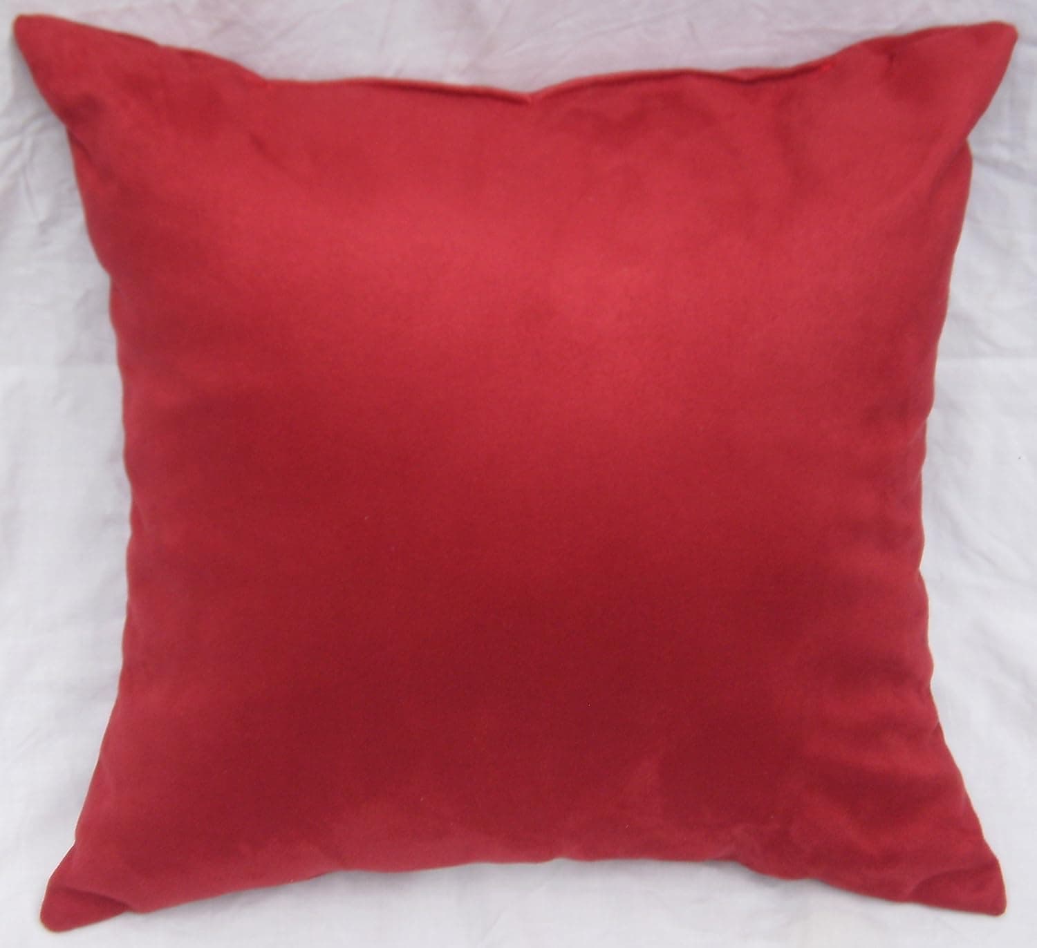 Microfiber Polyester Faux Suede Deep Poppy Red, 16"x16" Decorative Indoor Throw Pillow; Fully Assembled and Stuffed in the U.S.A