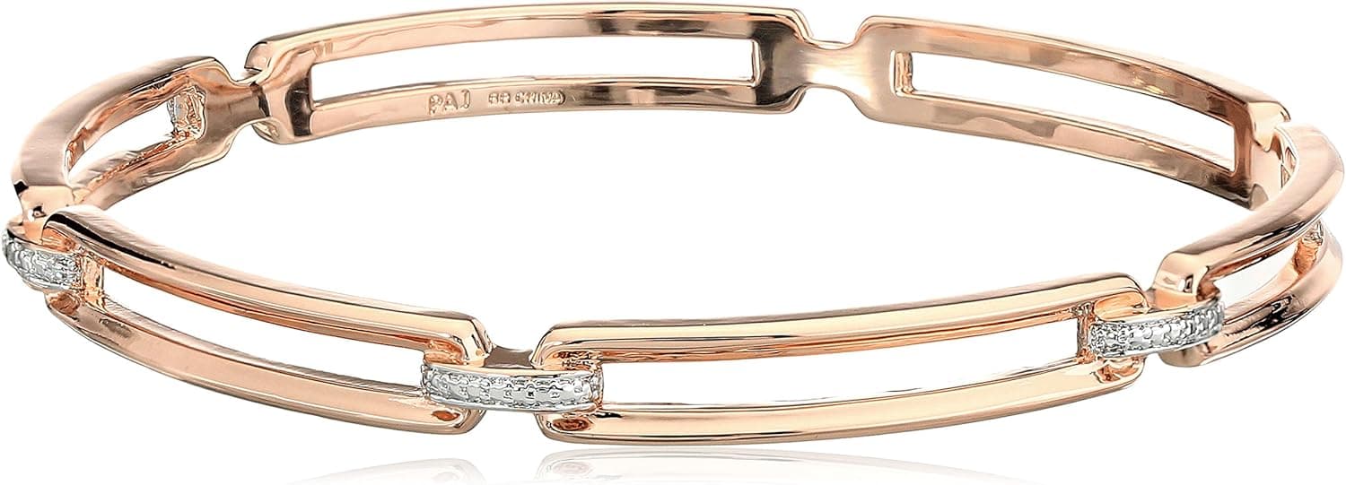 Amazon Collection Bronze Rectangular Link Bangle Bracelet, 8"
