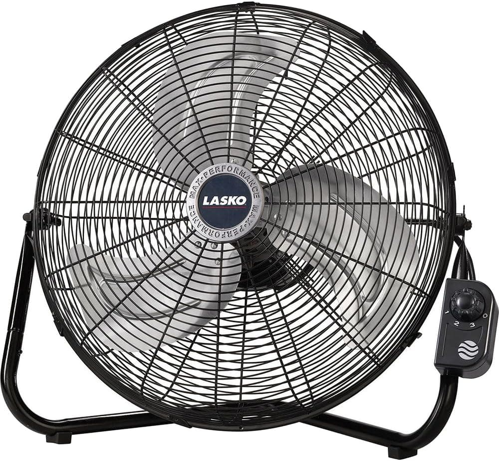 Lasko H20600 20" HV Floor Fan BlackSilver, 7x 22 x 22, Black/Silver