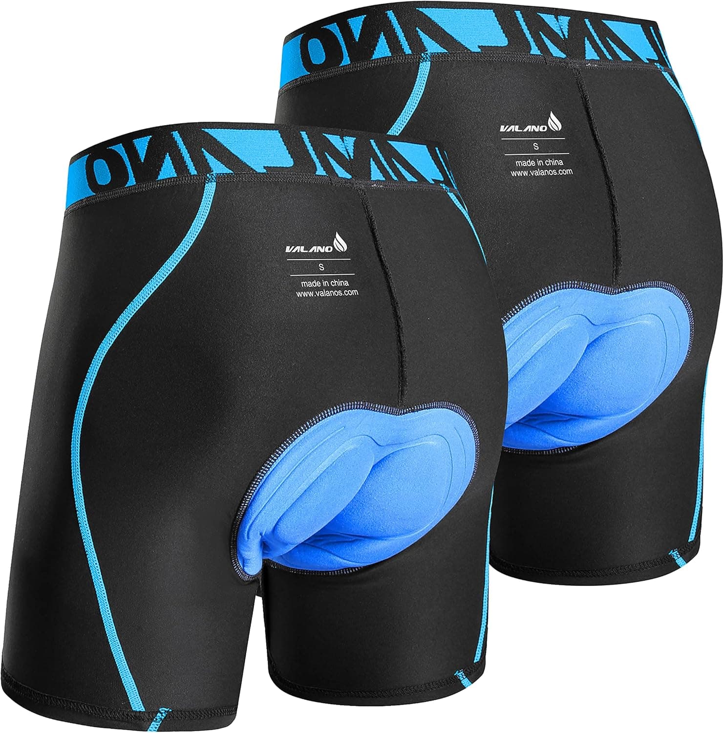 Valano Men’s Cycling Shorts Bike Underwear 3D Padded, Bicycle MTB Liner Mountain Shorts for Cycle Riding Biker(2Pack)