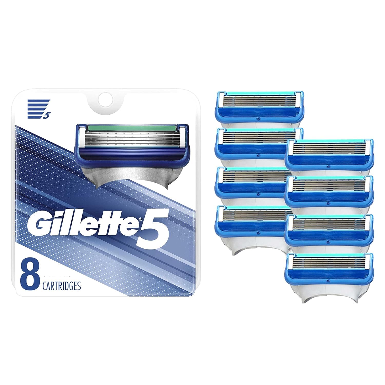 Gillette5 Mens Razor Blade Refills, 8 Count, Lubrastrip for a More Comfortable Shave