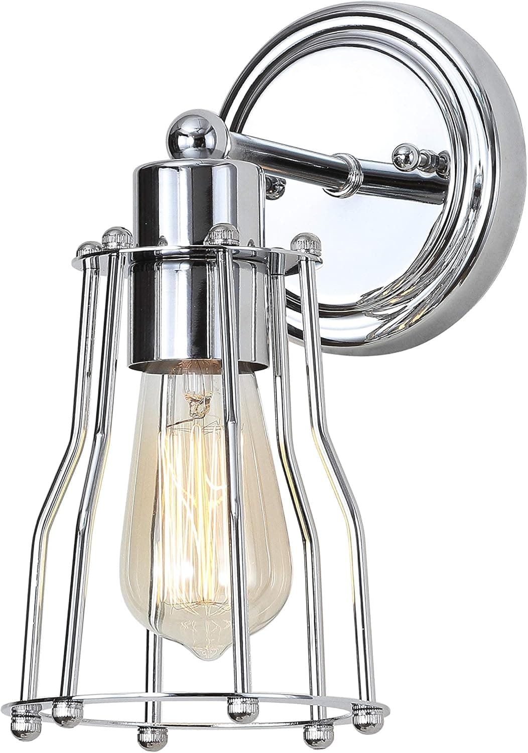 JONATHAN Y JYL7415A Evelyn 5.13" 1-Light Metal Industrial Vanity Light Contemporary Transitional Reversible 2200K Edison 25W Bulb Included for Bathroom Hallway Living Room Bedroom Mirror, Chrome