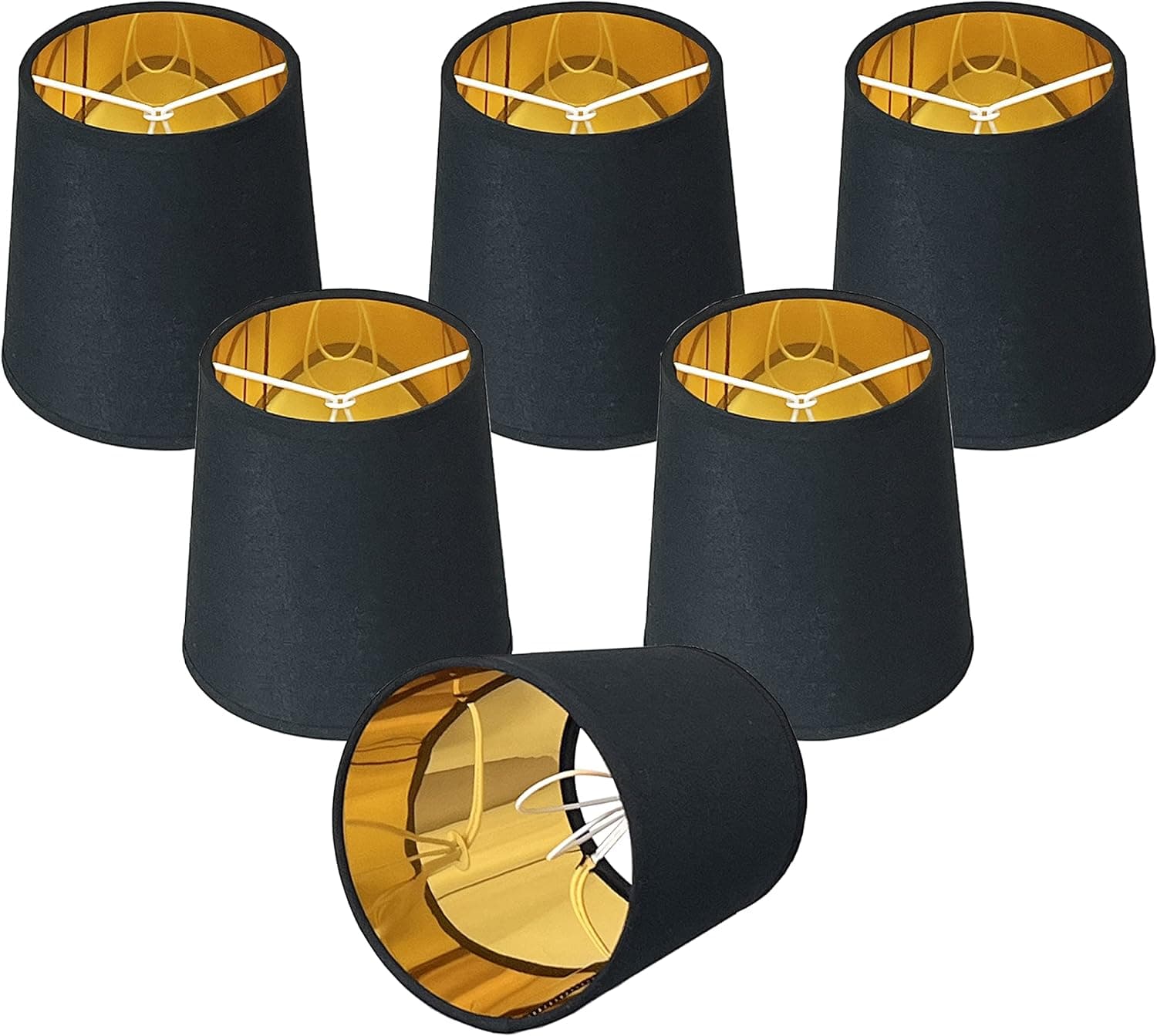 Etoten Small Lamp Shades-Clip On Lamp Shade, Chandelier Shades Set of 6, 4×5×5'',Empire Lamp Shades for Chandeliers Wall Sconce Black