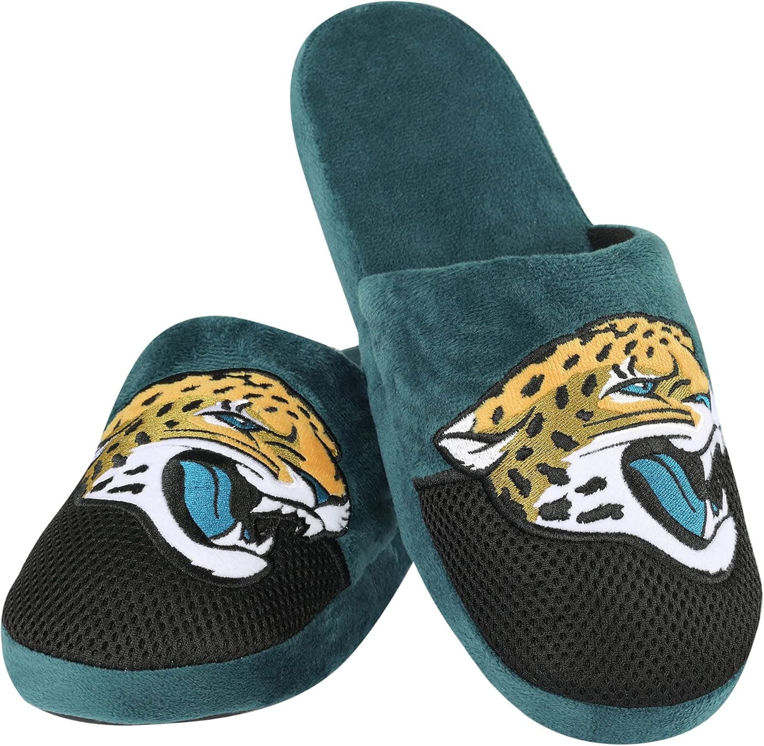 FOCO Mens NFL Team Logo Staycation Plush House Shoes Slide Slippers