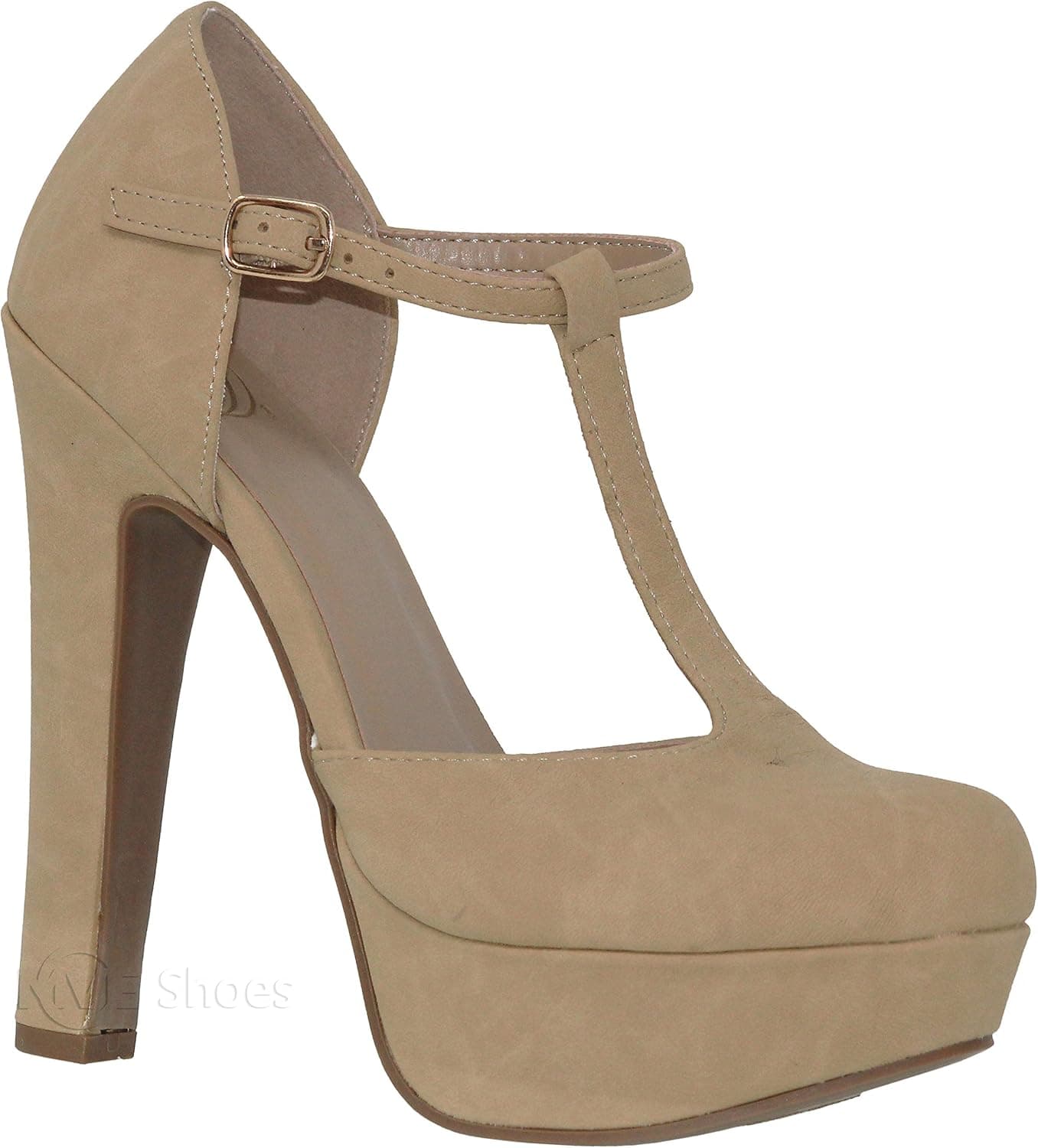 MVE Shoes Women's Closed Toe T-Strap Platform Pumps-Shoes