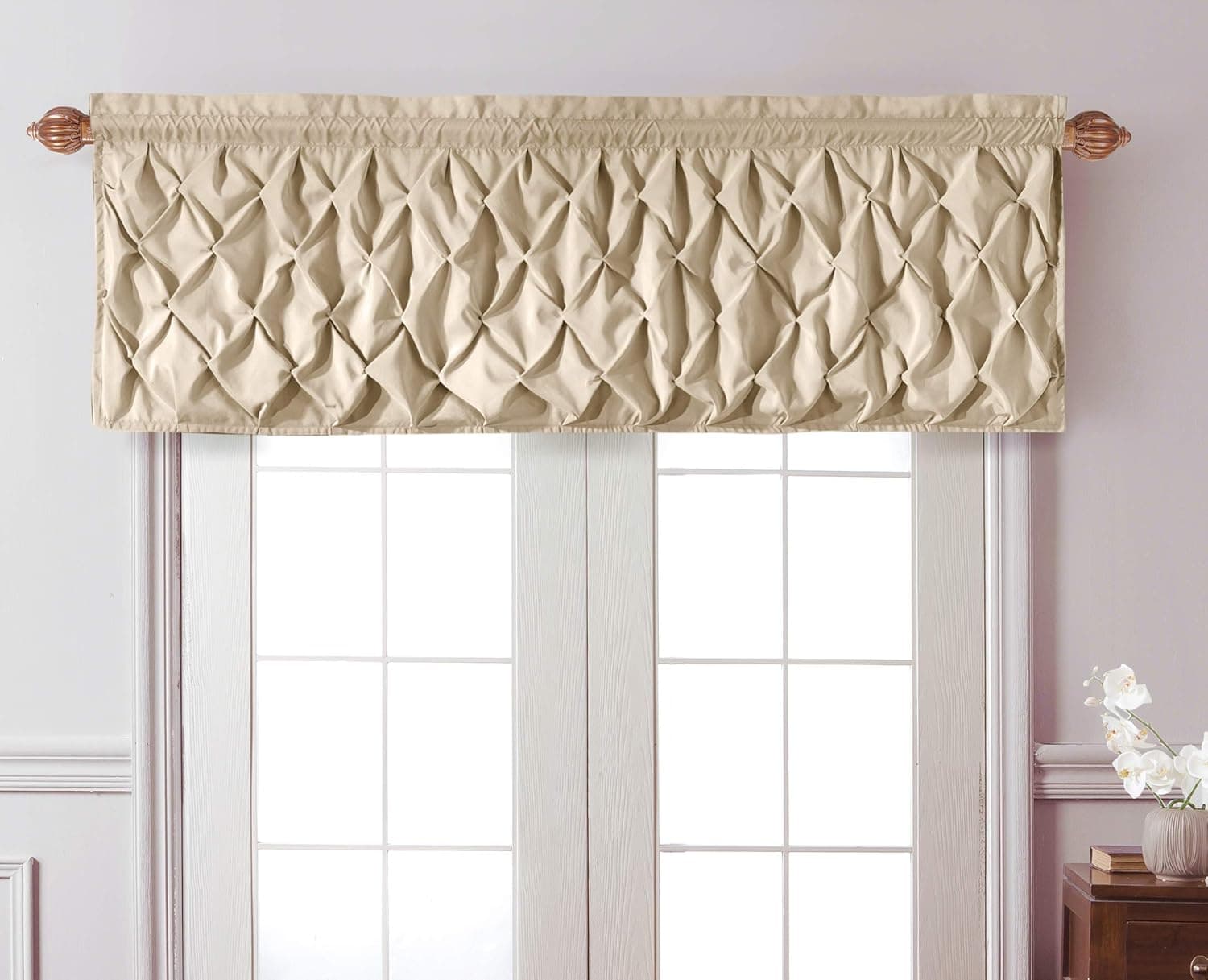 VCNY Home - Valance, Window Treatment with Rod Pocket, Stylish Home Decor (Carmen Taupe, 60" x 20")