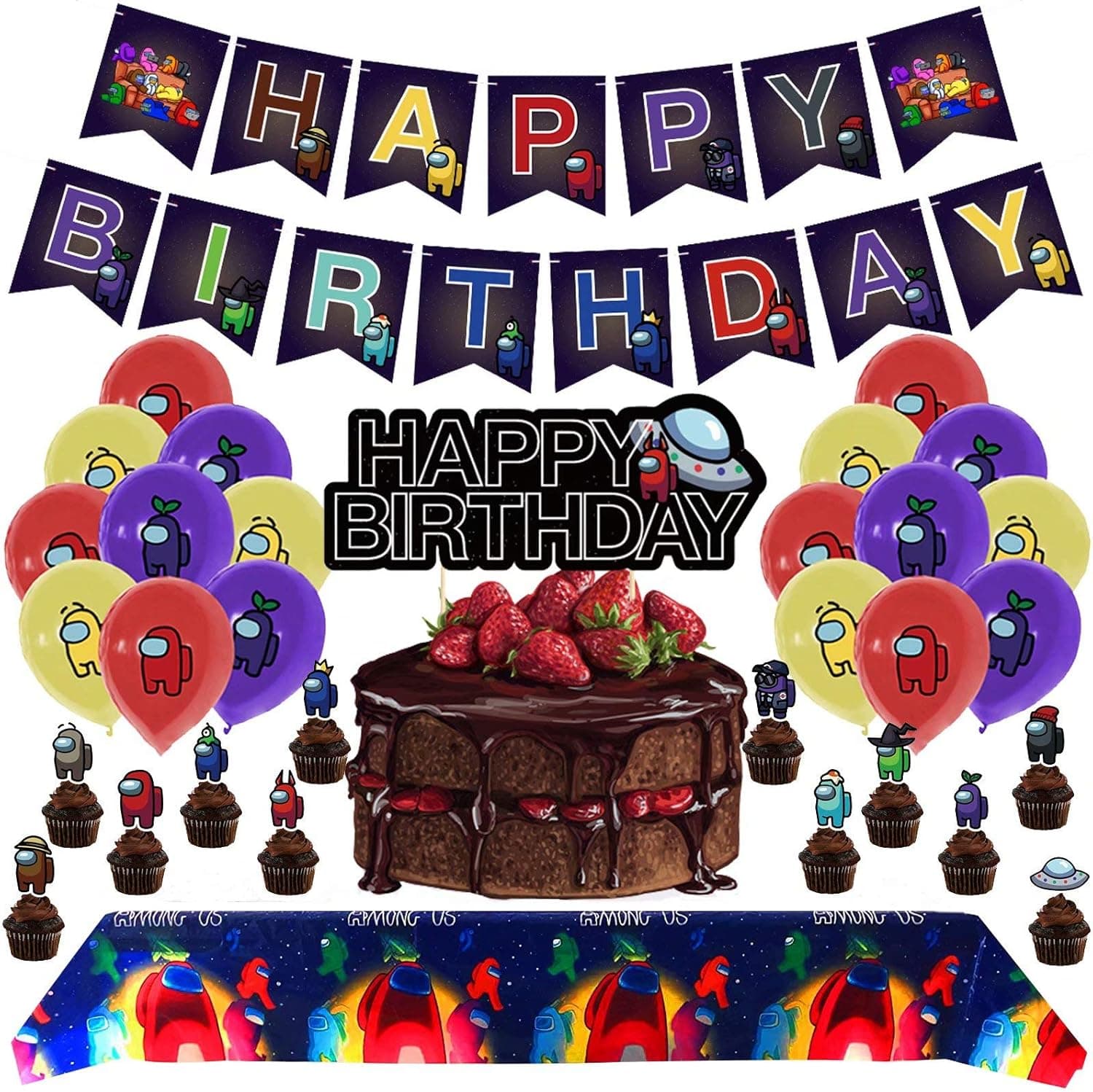 Video Game Birthday Party Decorations Game Us Themed Kids Birthday Party Favor for Table Cloth, Balloons, Banner