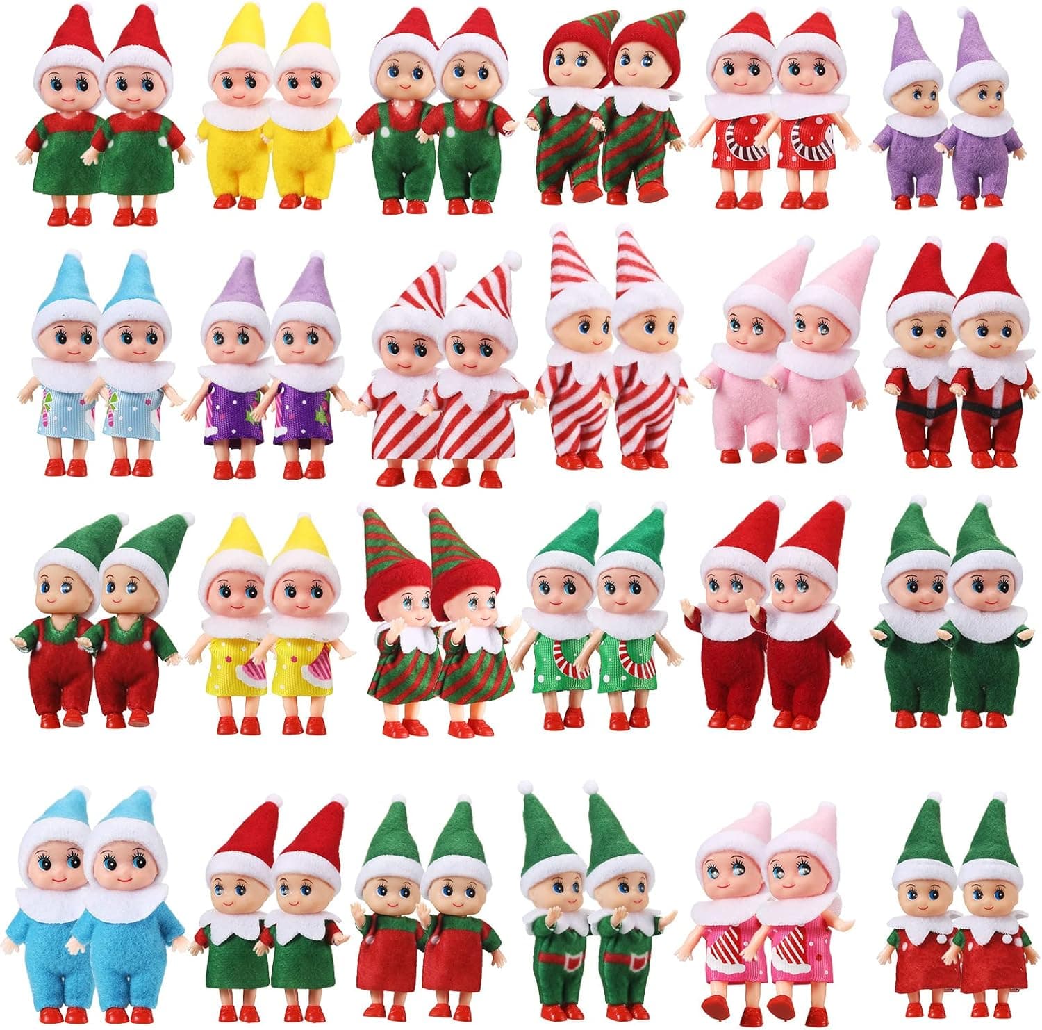 Elf Plush Dolls Tiny Elf Doll On The Shelf Baby Girl Decoration Cute Miniature Elves Toys Gift for Kids Independence Day Party Favor Green Summer Baby Shower Home Decor Stuffed Stocking (48 Pcs)