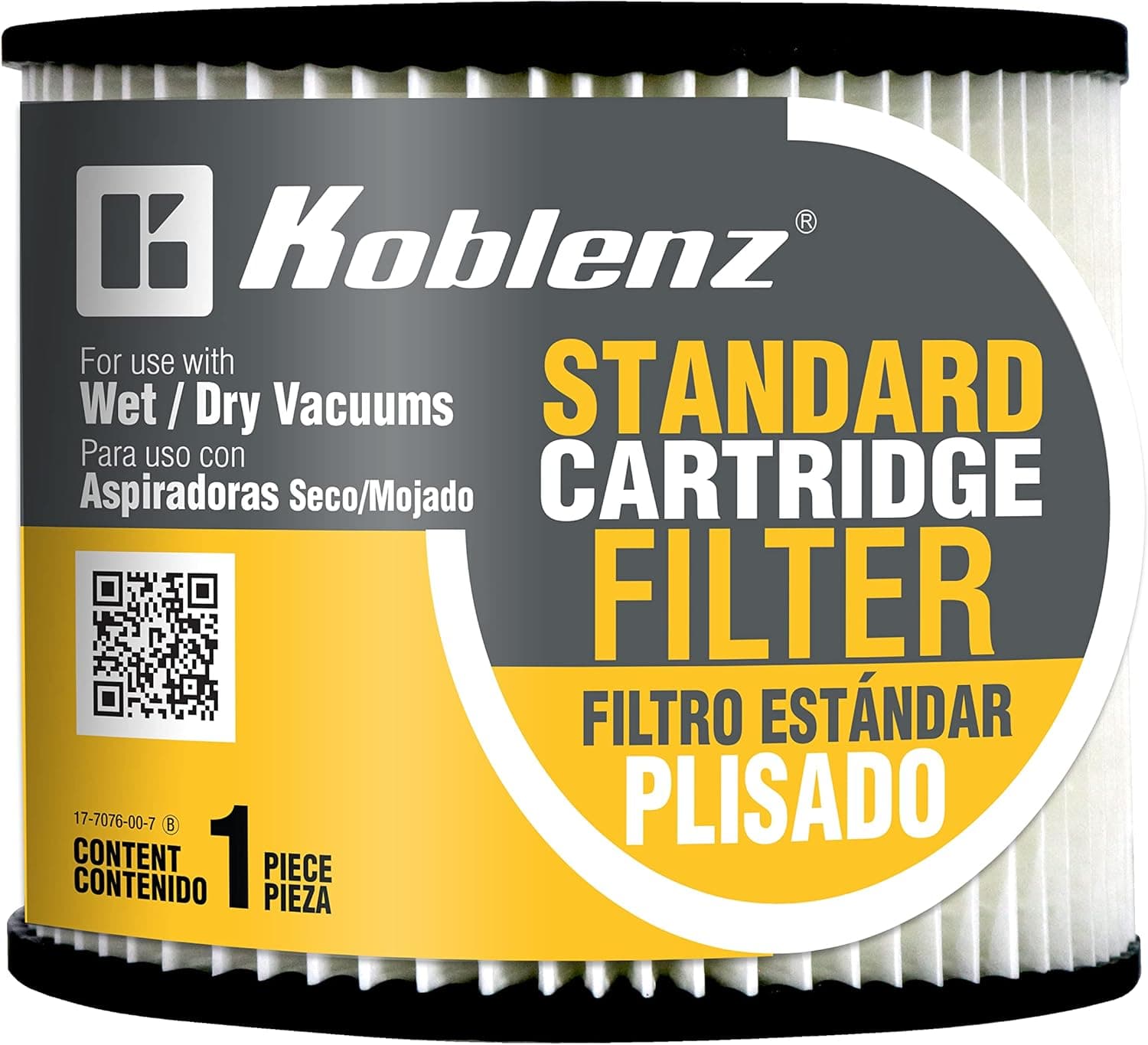 KOBLENZ Wet/Dry VAC Cartridge Filter, Fits 5 to 16 Gallon (45-1168-00-9)