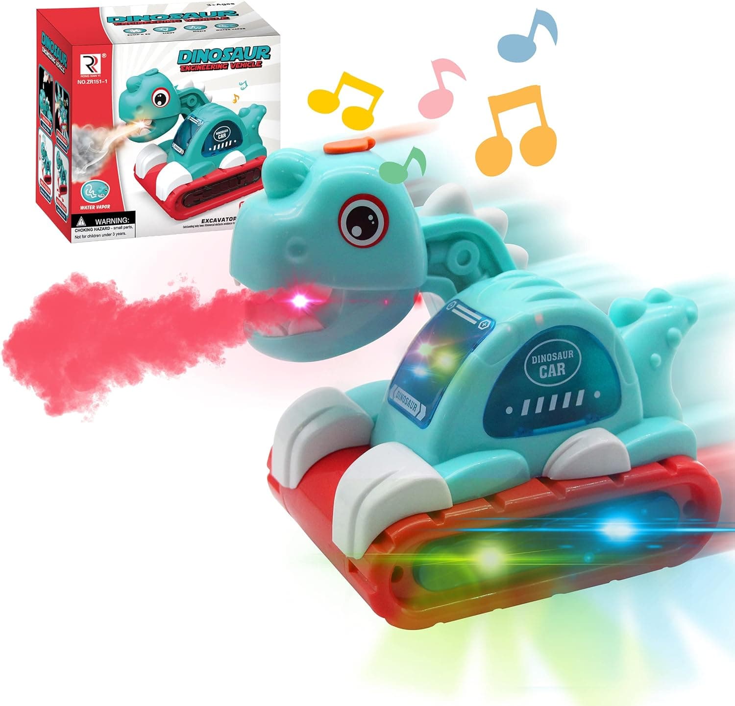 Lalalancer Dinosaur Toy Car - Dino Cars with Music Flashing Light and Spray Dinosaur Toys for Toddlers Boys Kids 3 4 5 6 7 Years Old
