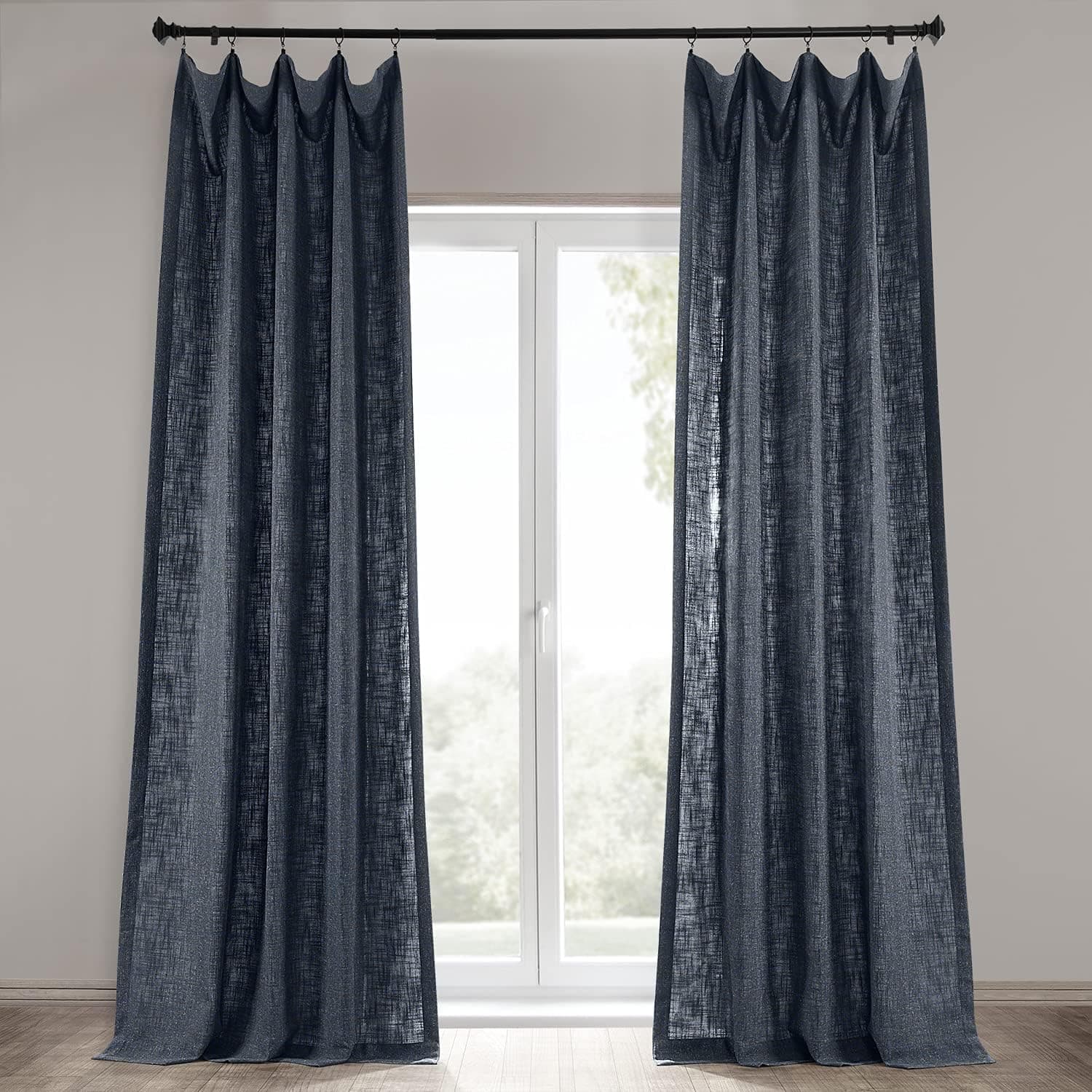 HPD Half Price Drapes Heavy Linen Curtain 50 X 108, (1 Panel) FHLCH-VET200213-108, British Navy