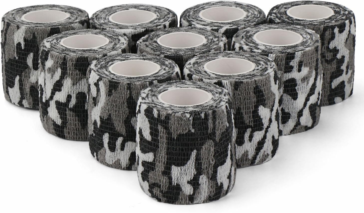 Camouflage Self Adhesive Bandage, DROK 10 Rolls 2.0in 4.92 Yards 14.76ft Camo Hunting Tape, Multifunctional Nonwoven Fabric Elastic Bandage Roll, Camo Grip Tape for Hunting Rifle Scope Covering