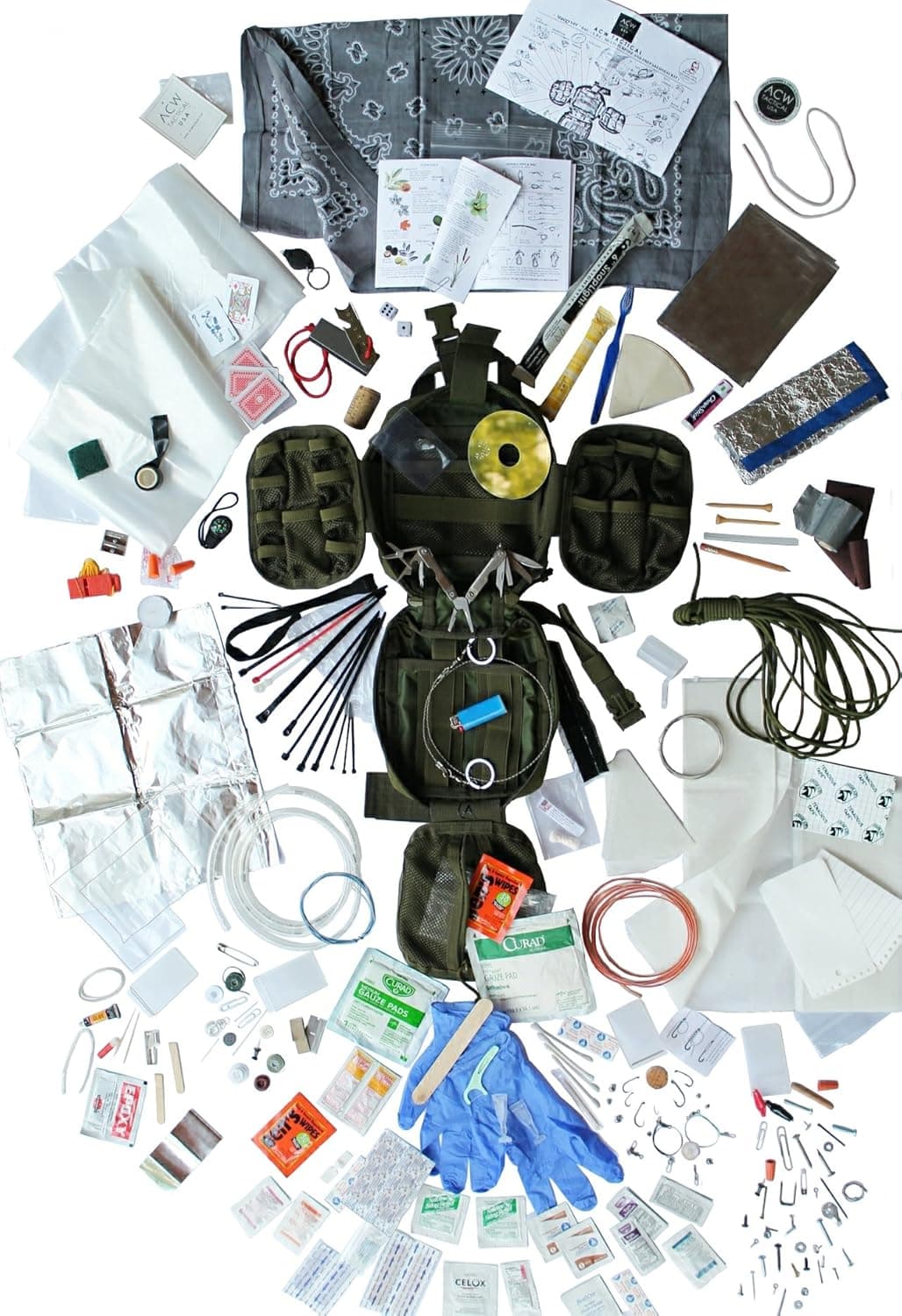 Survival Kit Utility Kit Best EDC Bag Pack ACW Macgyver Ultimate Ultimate Fully Loaded Black