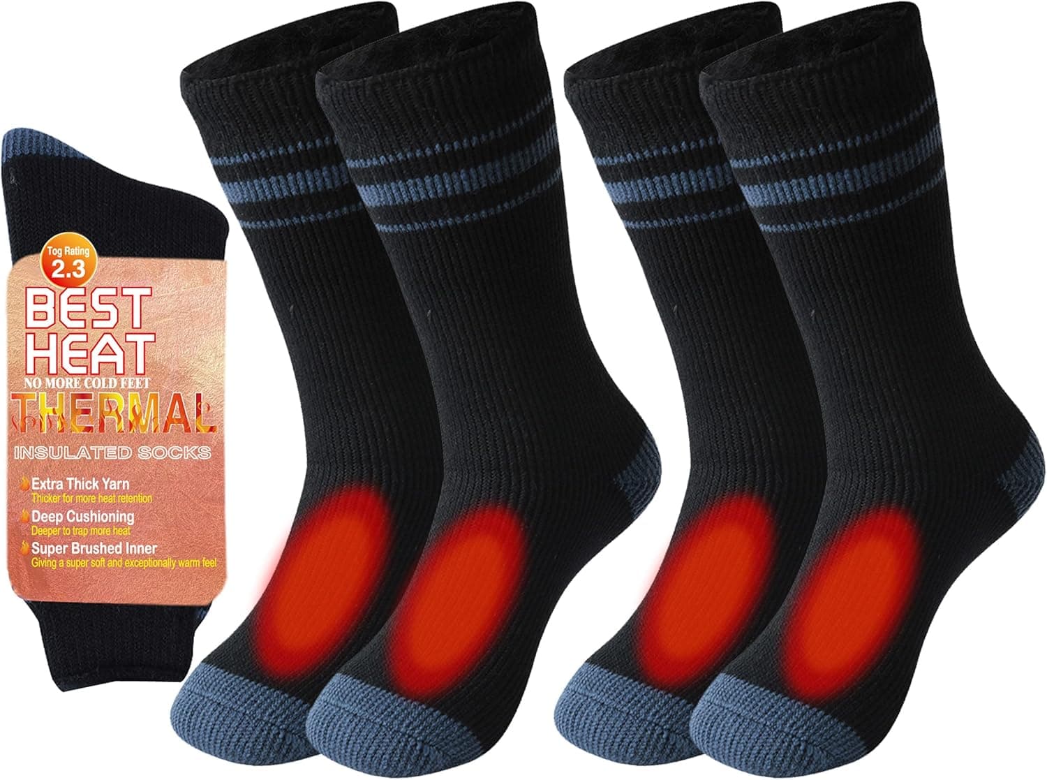 AWLE Warm Thermal Socks, Unisex Thick Insulated Heated Heavy Fuzzy Winter Crew Socks 1/2 Pairs