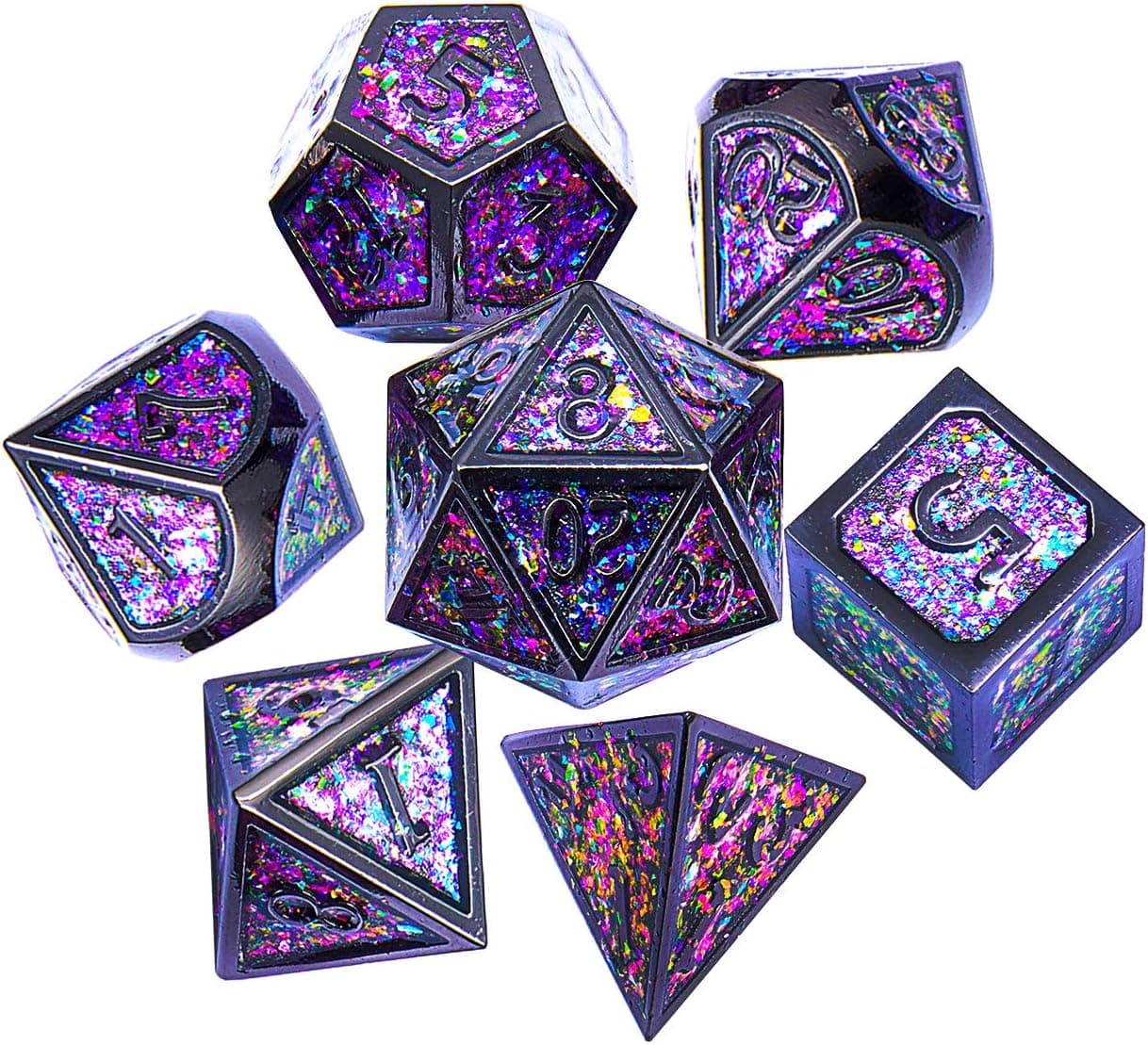 Dragon and Dungeon Metal DND Polyhedron D21 dice, Chameleon Metal D&D dice Set for Magical Party Gifts Role Playing