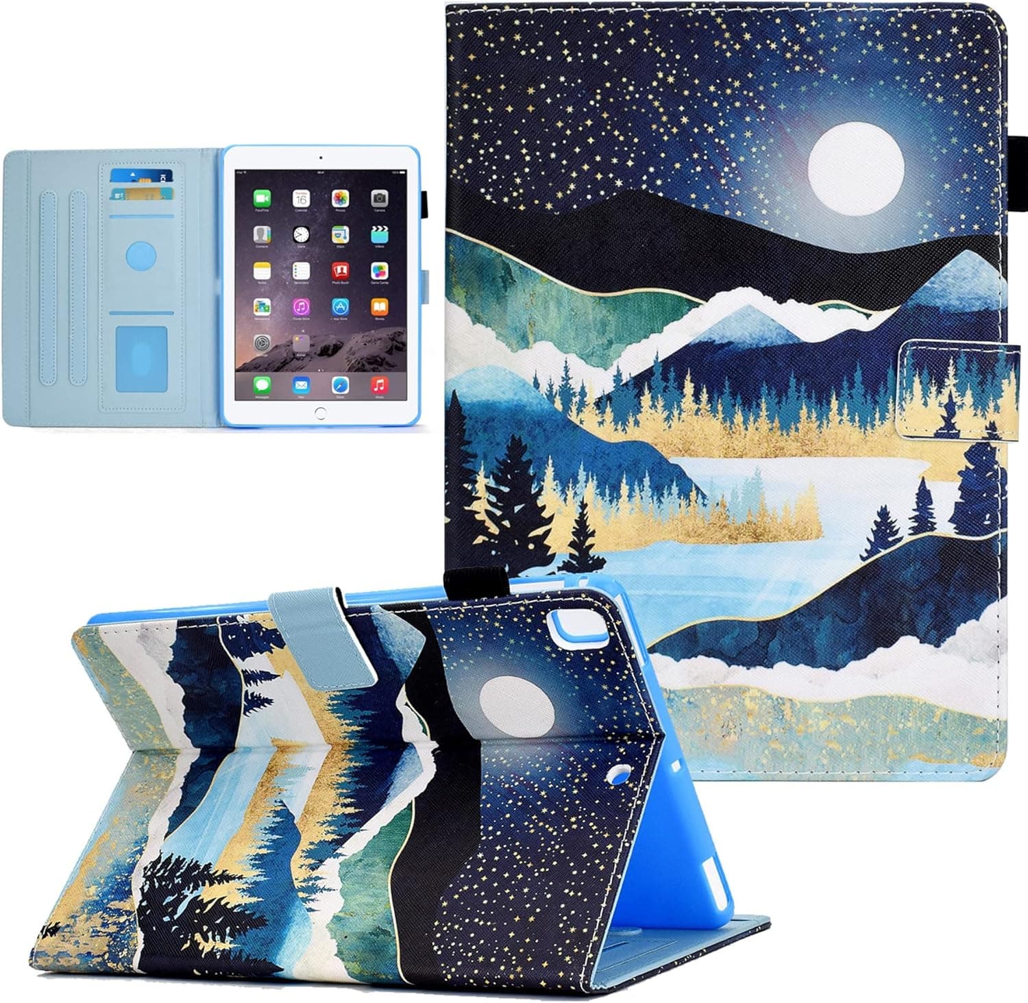DTangLsm Case for iPad (9.7-Inch 2018/2017, iPad 6th/5th Generation) Smart Flip iPad 9.7 Case Folding Protective Cover Stand for iPad Pro 9.7'' 2017 & iPad Air 2/Air 1 with Auto Wake/Sleep, Moonlight