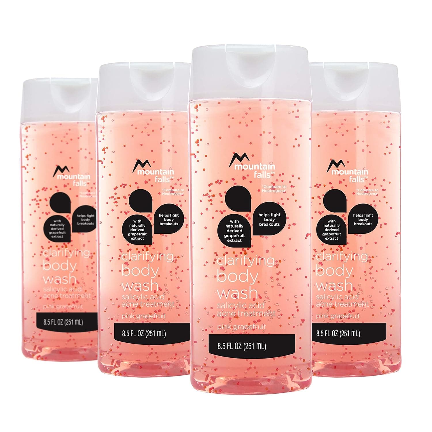Mountain Falls Clarifying Body Wash Salicylic Acid Acne Treatment, Pink Grapefruit, 8.5 Fluid Ounce (Pack of 4)
