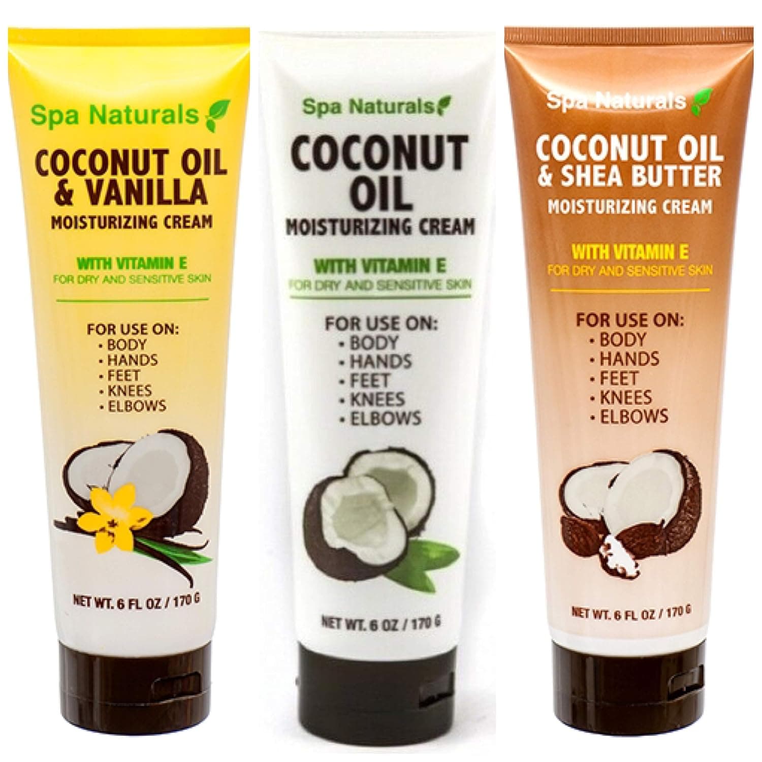 Spa naturals Coconut Oil Moisturizing Cream with Vitamin E - 3 pk (3 Luxury Collection)