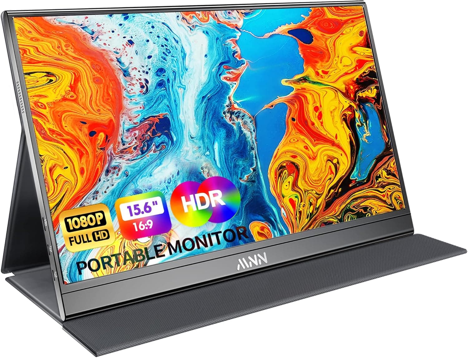 MNN Portable Monitor 15.6inch FHD 1080P Laptop Monitor USB C HDMI Gaming Ultra-Slim IPS Display w/Smart Cover & Speakers,HDR Plug&Play, External Monitor for Laptop PC Phone Mac Xbox PS5/PS4 Switch