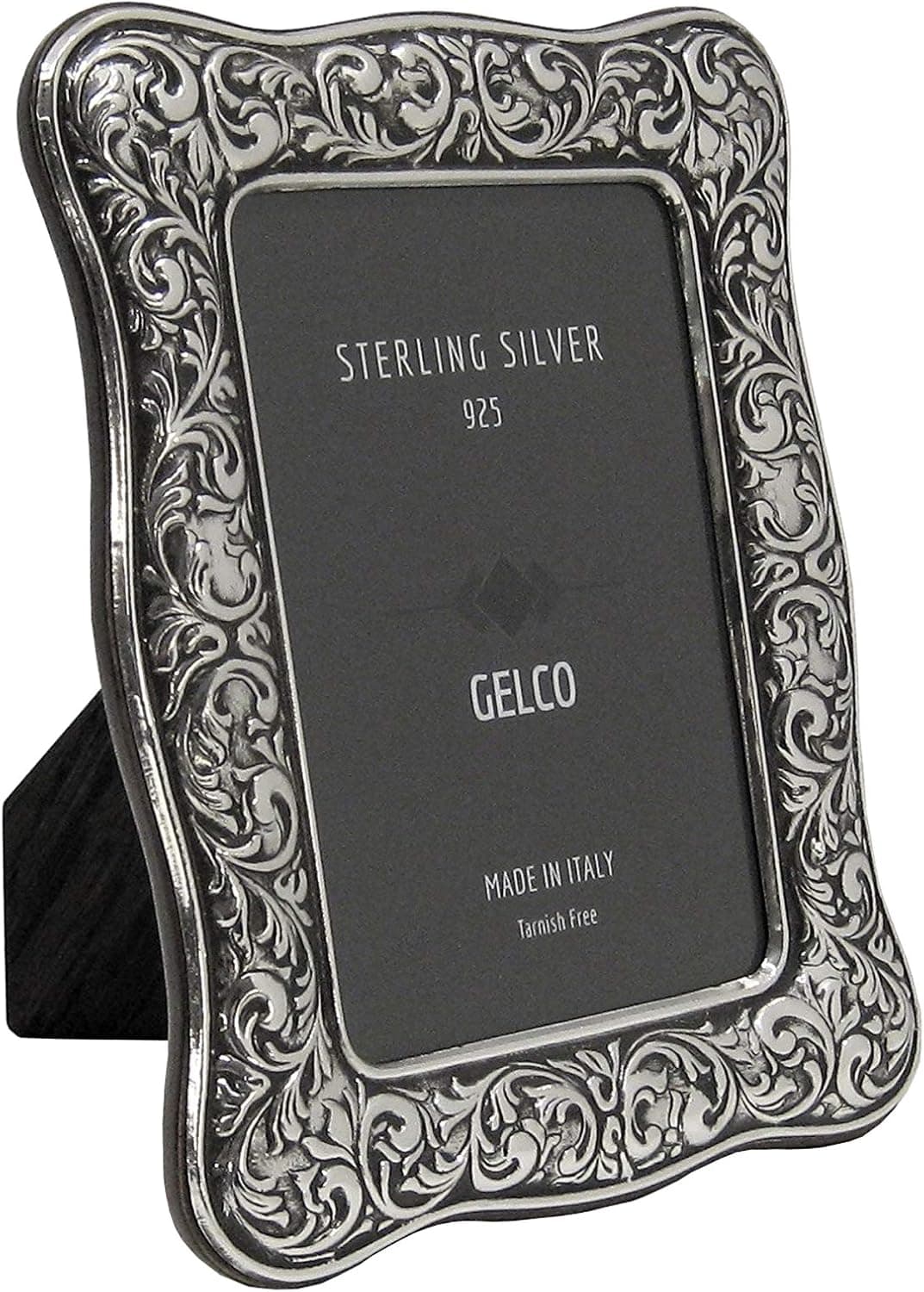 FINE Italian 925 Sterling Silver Hand Embossed Leaf Swirl Picture Frame (4x6)