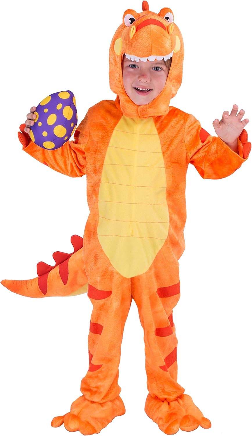 Spooktacular Creations Halloween Child Orange Dinosaur T-Rex Realistic Costume for Kids Toddler Halloween Trick or Treating-3T