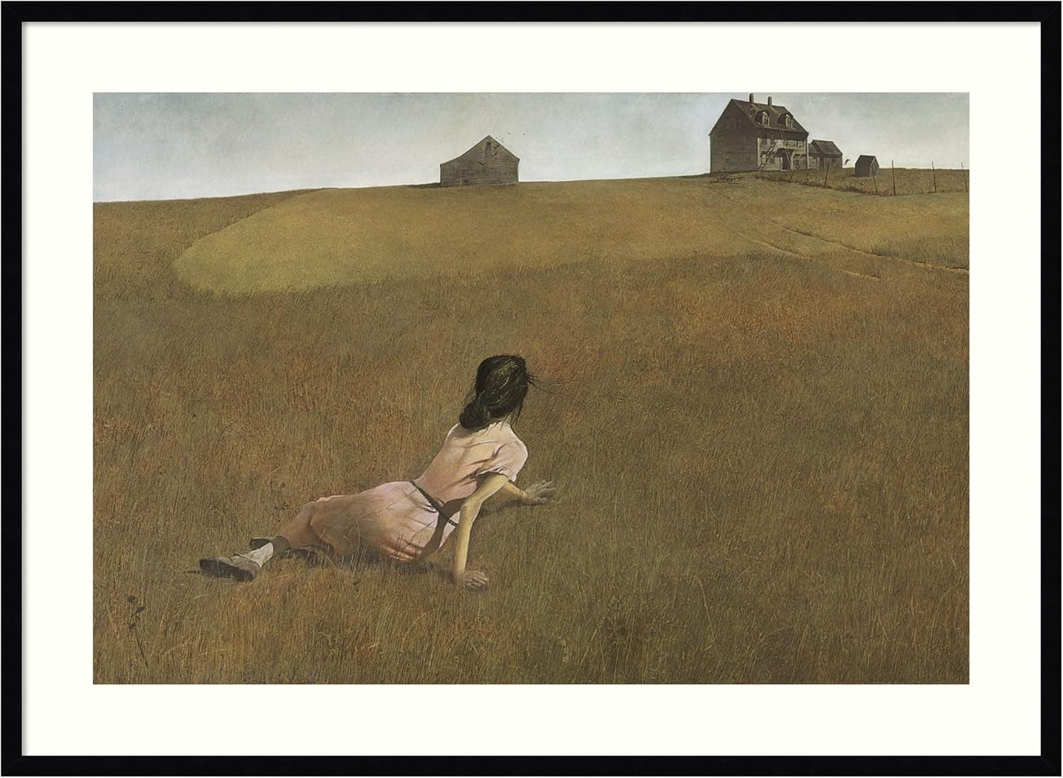 Amanti Art Wood Framed Wall Art Print Christinas World by Andrew Wyeth (41 in. W x 30 in. H), Svelte Noir Black Frame - X-Large