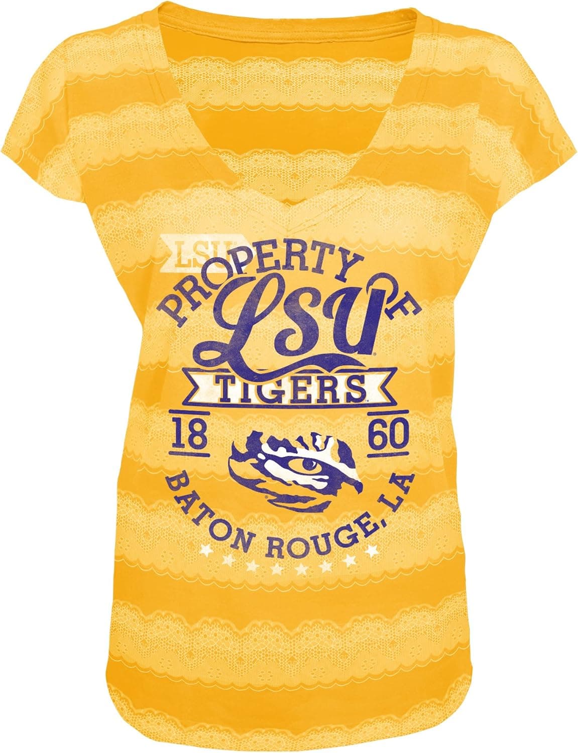 Majestic Athletic NCAA LSU Tigers Leave It On The Field V-Neck Short Sleeve T-Shirt, Yellow Gold, Large
