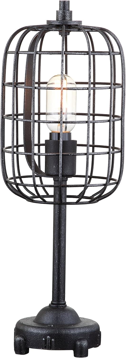 JONATHAN Y JYL4029A Odette 20" Industrial Metal Table Lamp Rustic Transitional Bedside Desk Nightstand Lamp for Bedroom Living Room Office College Bookcase, Black/Silver