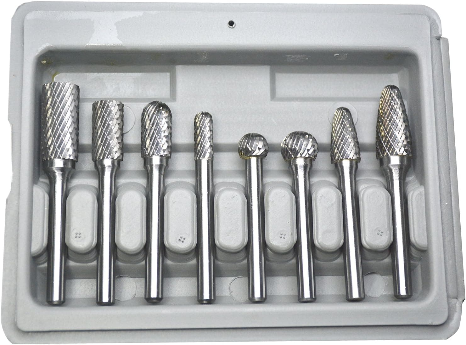 KOTVTM Carbide Burrs Set with 1/4 Inch Shank 8pcs Double Cut Rotary Burr File Drill Bits for Die Grinder Bits Metal Wood Carving, Engraving, Polishing, Drilling…