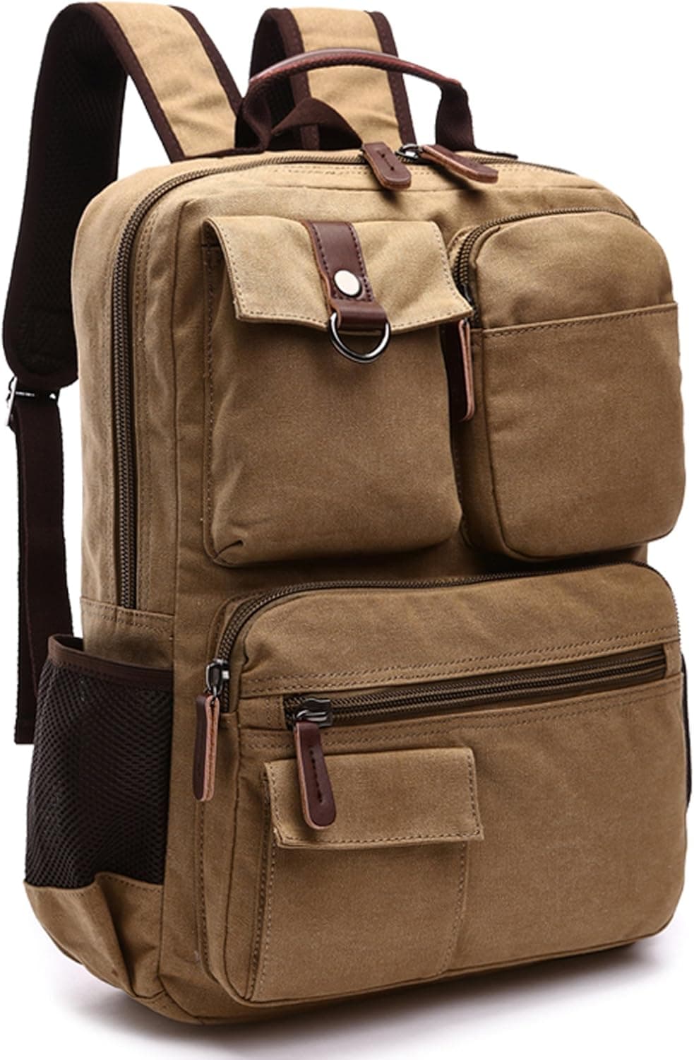 Canvas Backpack, Aidonger Vintage Canvas School Backpack Hiking Travel Rucksack Fits 14'' Laptop (Khaki-48)