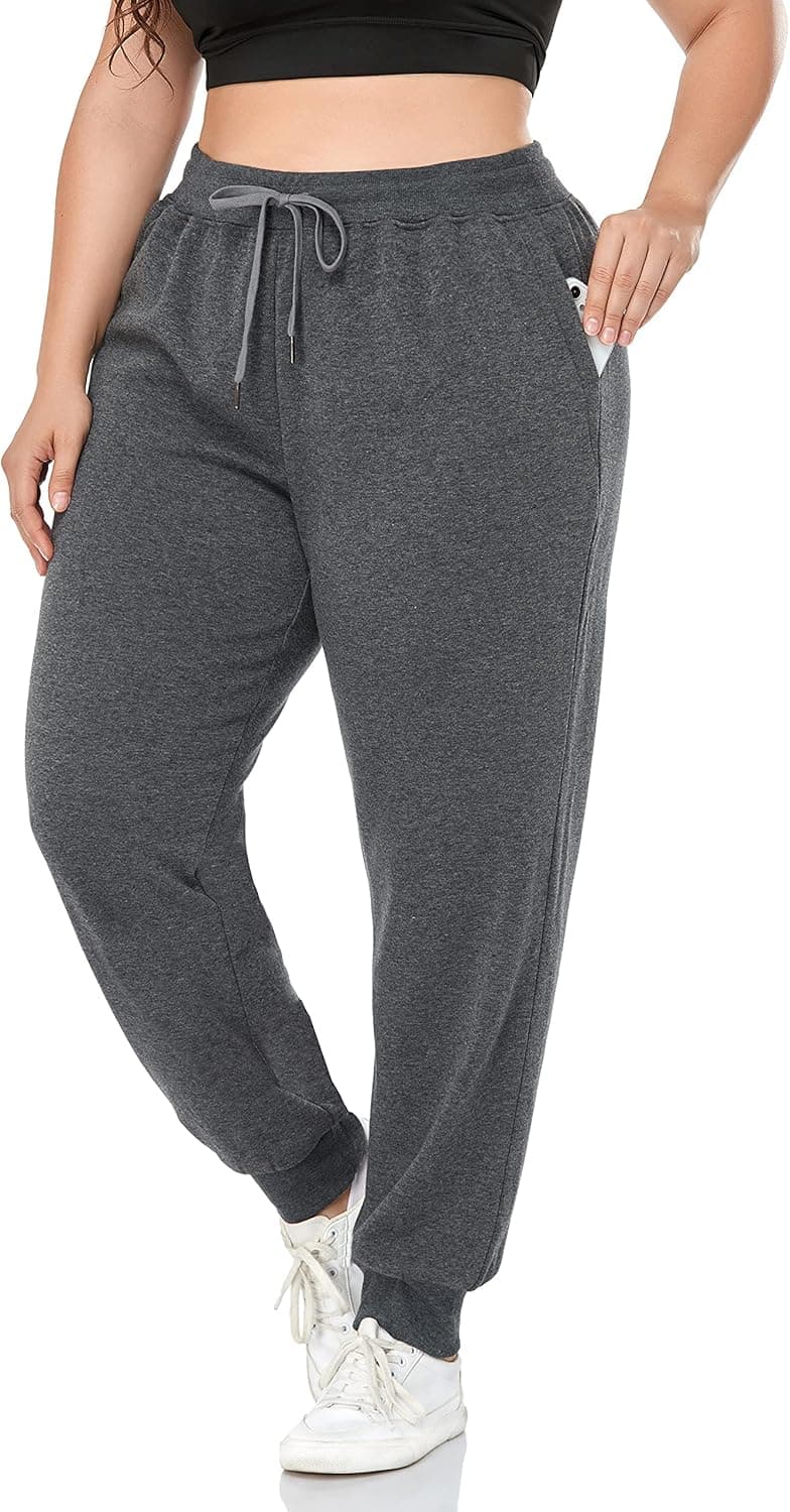 ZERDOCEAN Women's Plus Size Fleece Lined Sweatpants Relaxed Fit Workout Athletic Jogger Fleece Pants