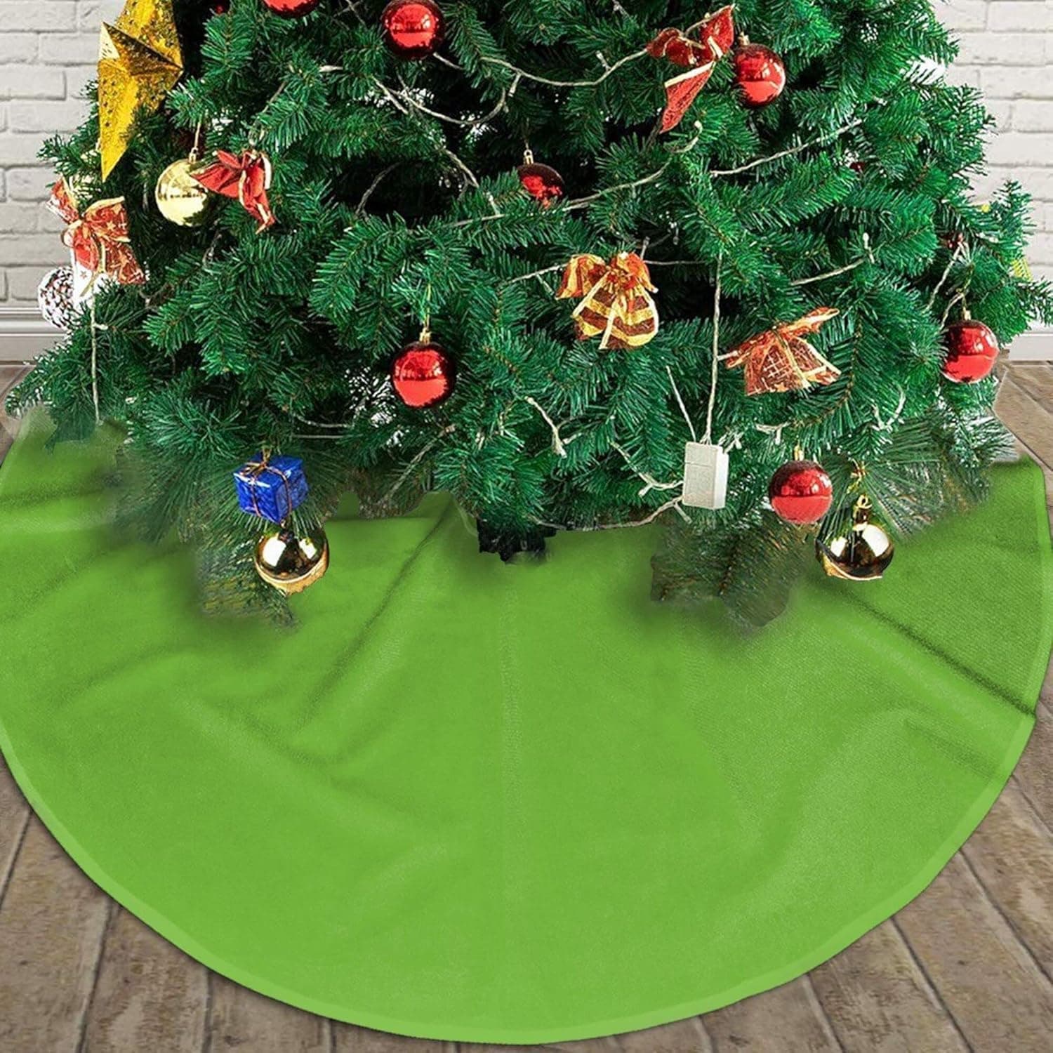 Christmas Tree Skirt , Rustic Decorations Farmhouse for Merry Xmas Winter New Year House Supplies (Red, 36)