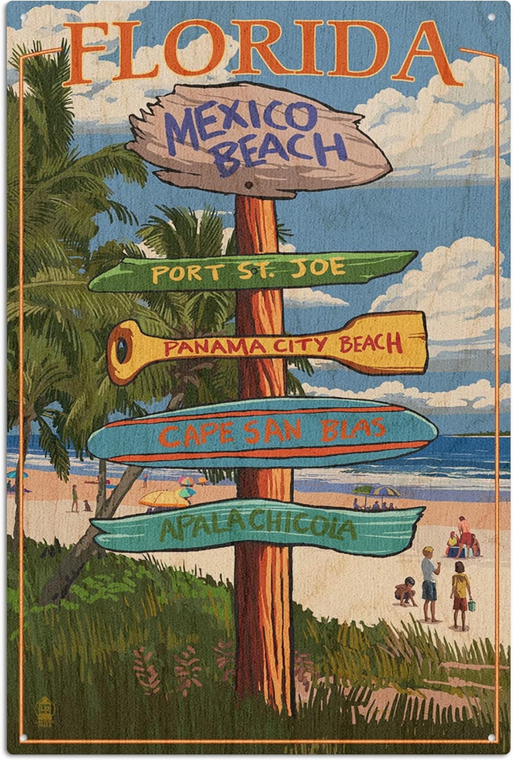 Mexico Beach, Florida, Destinations Sign Birch Wood Wall Sign (6x9 Rustic Home Decor, Ready to Hang Art)