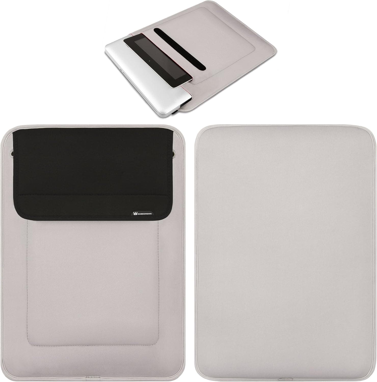 CaseCrown Neoprene Sleeve Case for MacBook Pro with Retina Display and Pocket for new iPad / iPad 2, 15-inch -Gray