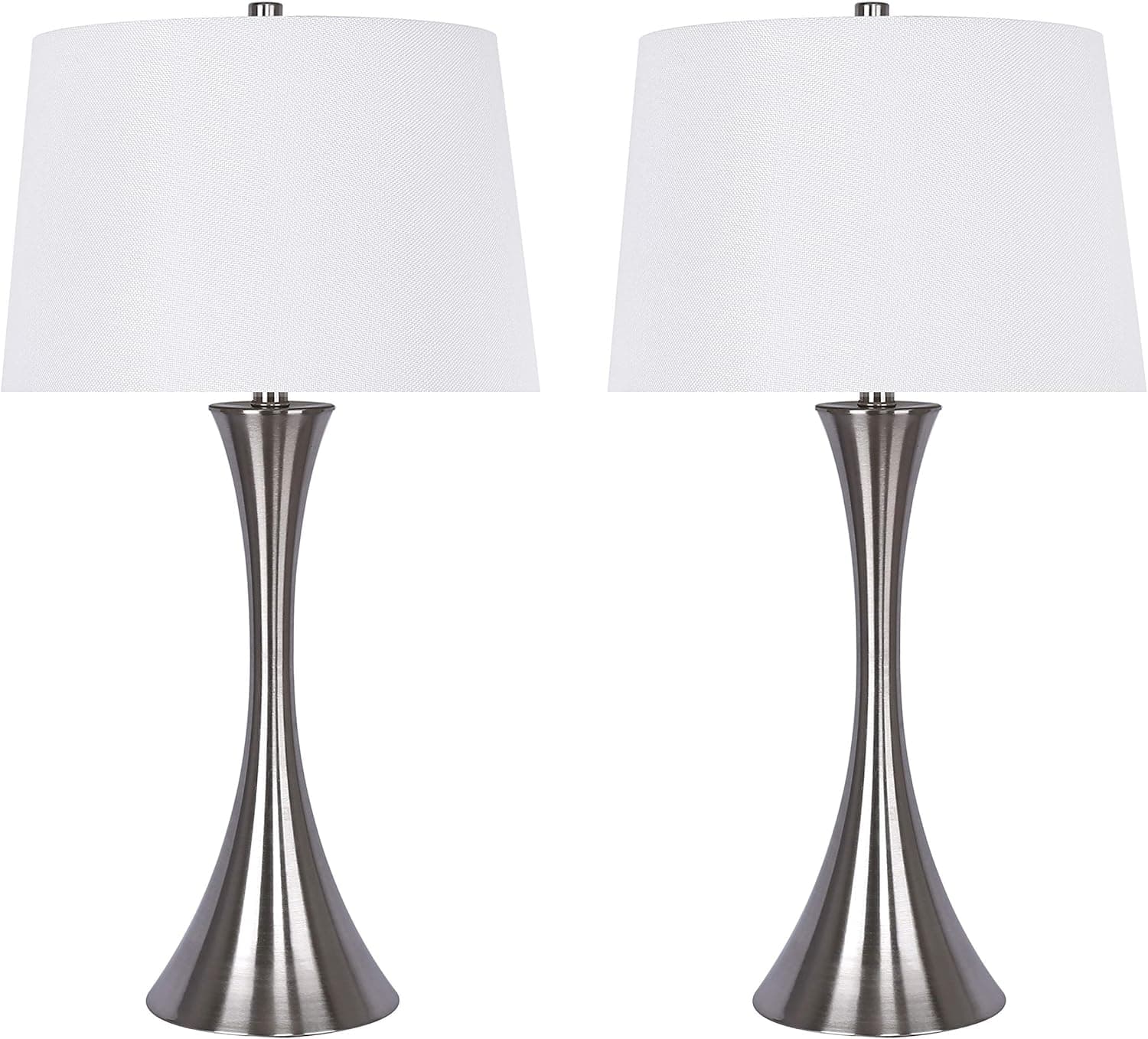 Grandview Gallery 29" Table Lamp Set with Hourglass Body Design (Brushed Nickel)