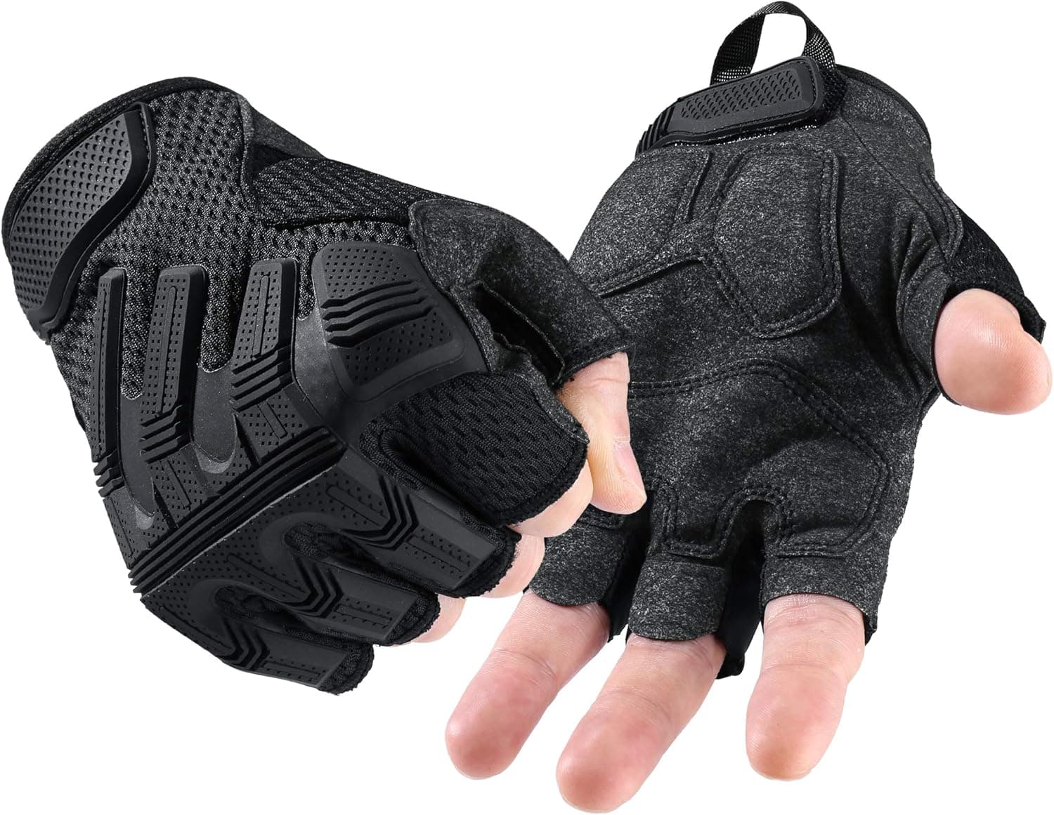 AXBXCX Touch Screen Half Finger Gloves for Motorcycle Cycling Tactical Paintball Airsoft ATV Bike Hunting Climbing Hiking Outdoor Sports Work Halloween Costume Fingerless Gloves Black L