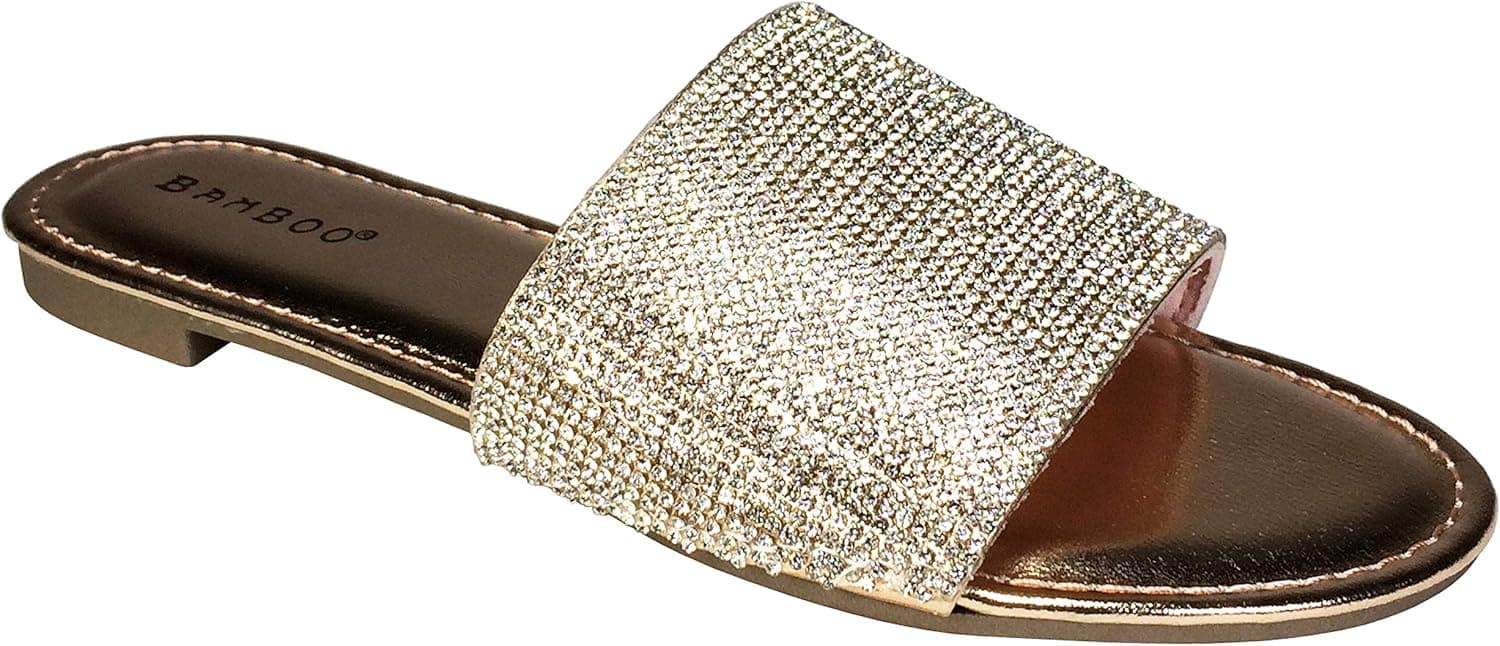 BAMBOO Women's One Band Embellished Slide Sandal