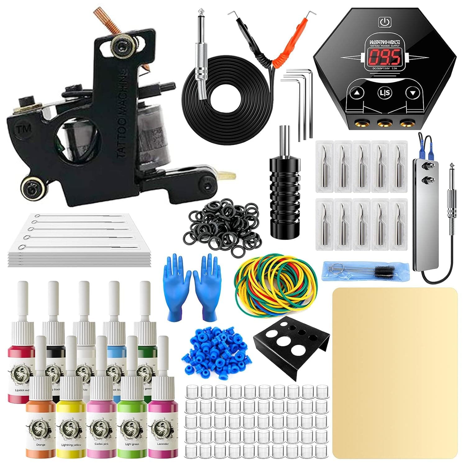 ITATOO Tattoo Complete Tattoo Kit for Beginners Tattoo Power Supply Kit 10 Tattoo Inks 30 Tattoo Needles Tattoo Machine Kit Tattoo Supplies TK1000009