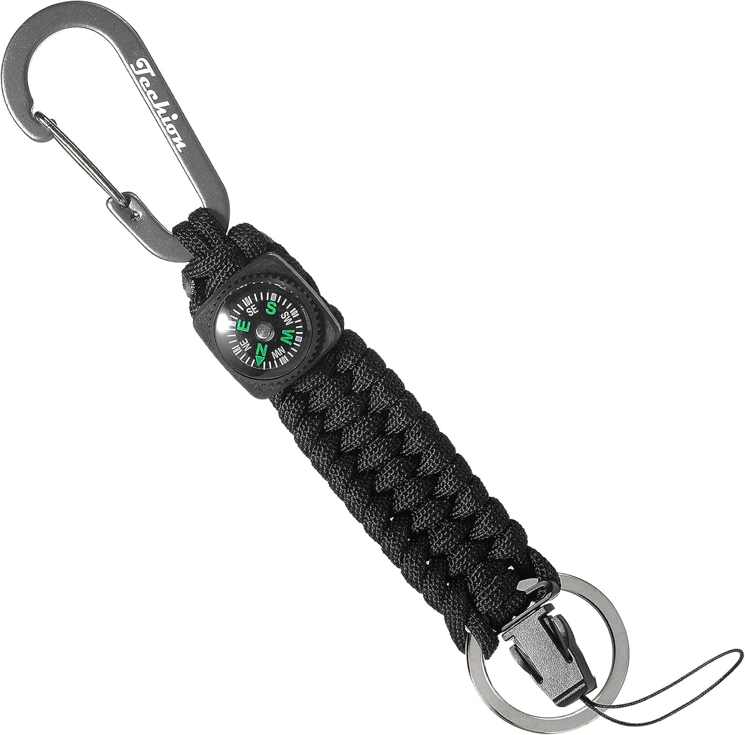 Techion Paracord Keychain with Carabiner, Quick Release Clip, and Key Ring, Compass, for Fishing/Hunting & Outdoor Survival