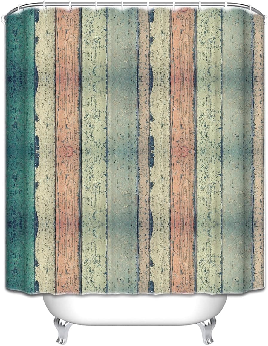 Crystal Emotion Rustic Country Barn Wood Door Bath Shower Curtain